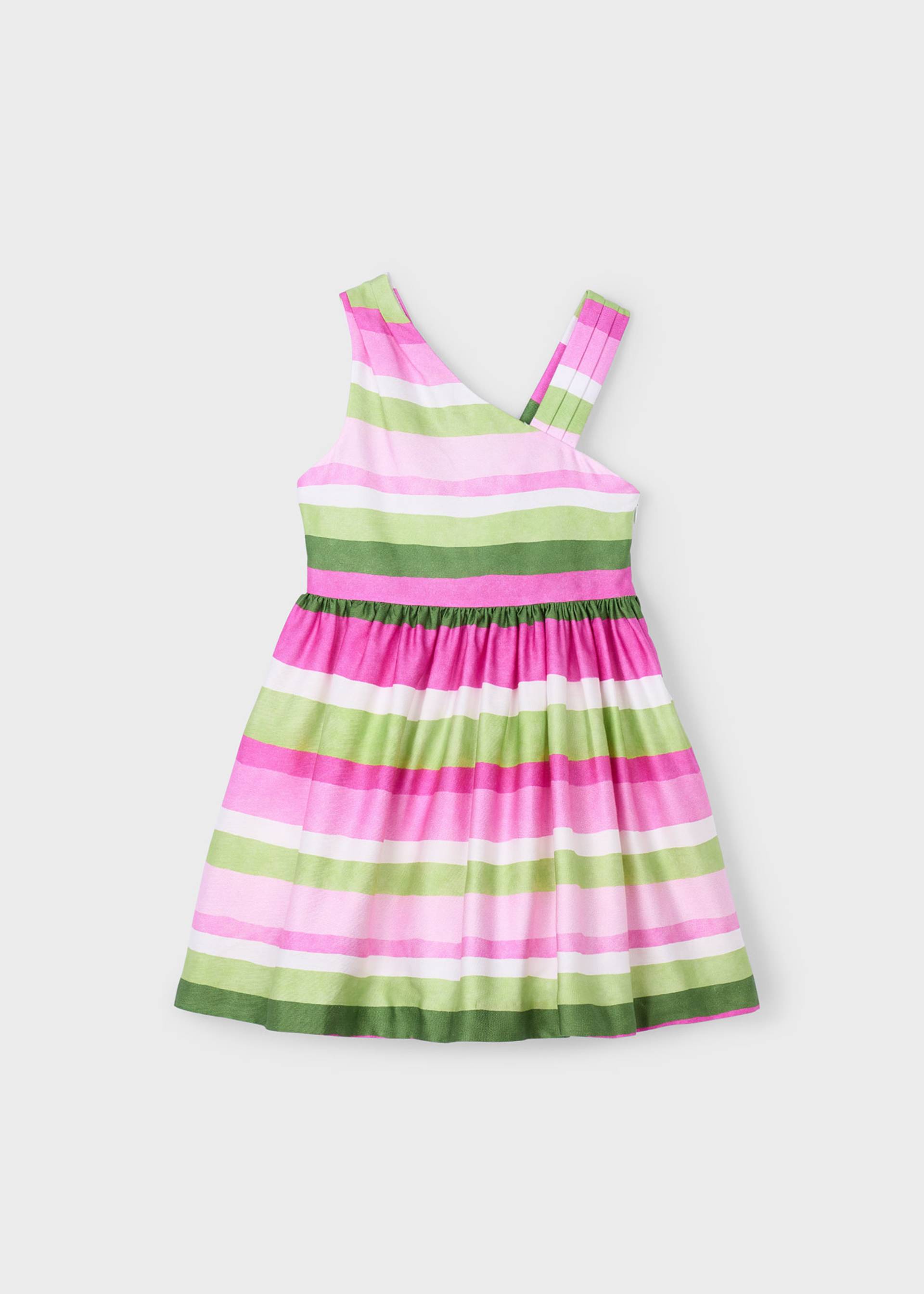 Girl Asymmetric Striped Dress