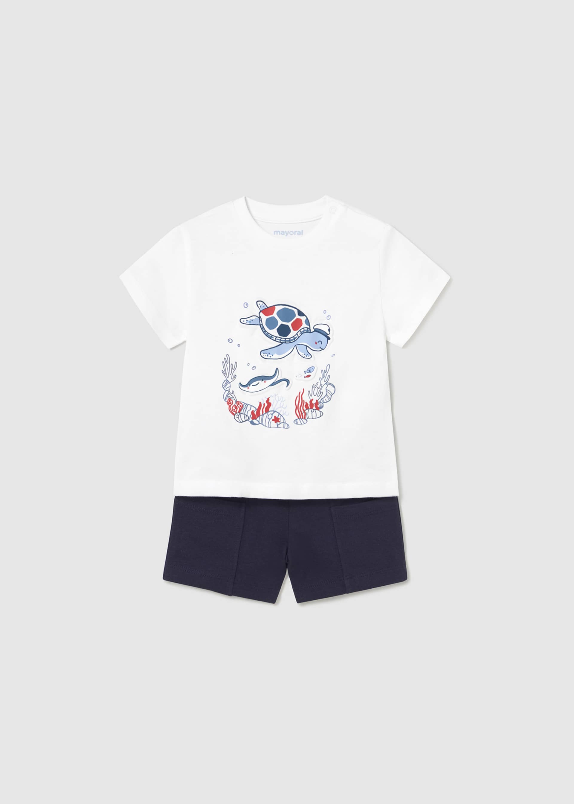 Conjunto bermuda y camiseta fondo marino bebé Conjunto bermuda y camiseta fondo marino bebé