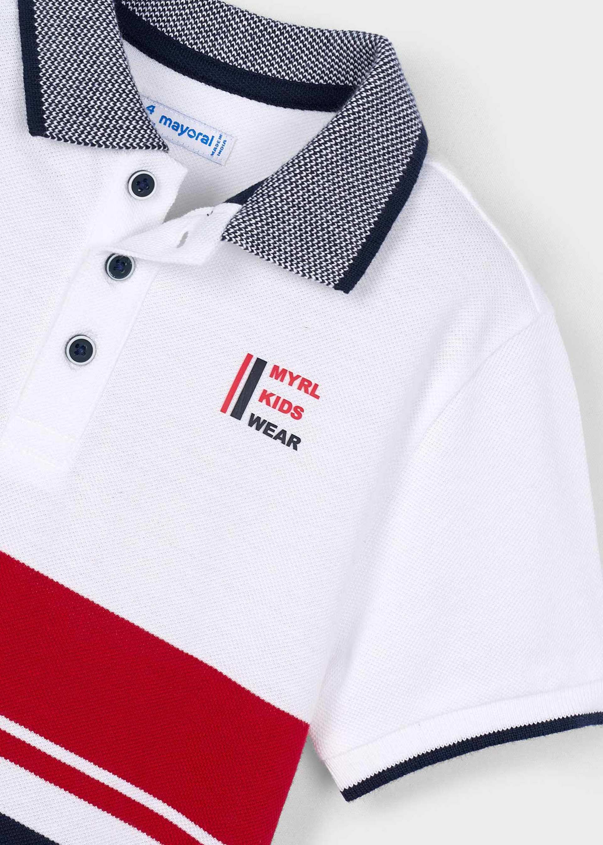 Boy pique striped polo shirt