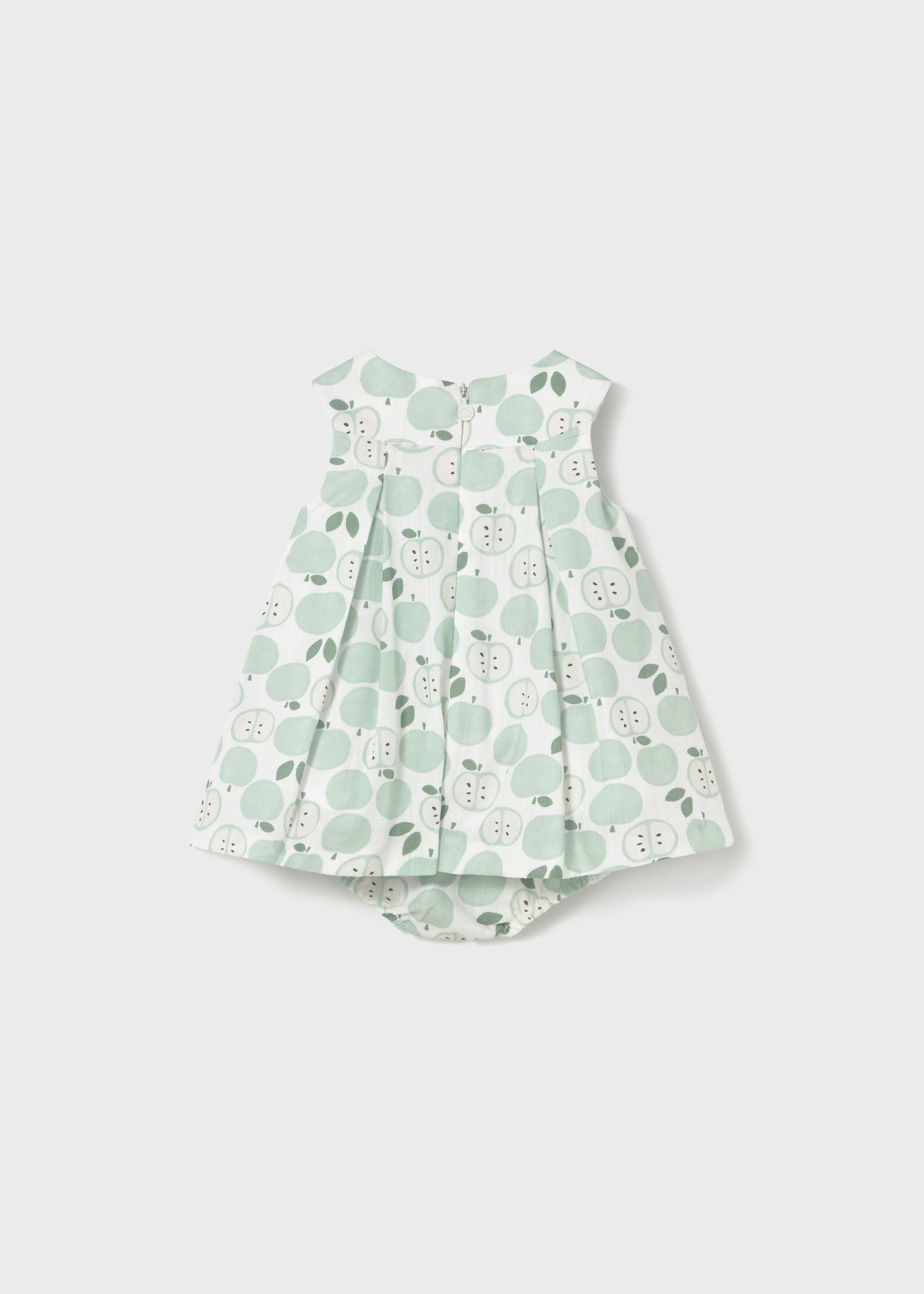 Newborn girl fruit print dress with nappy cover