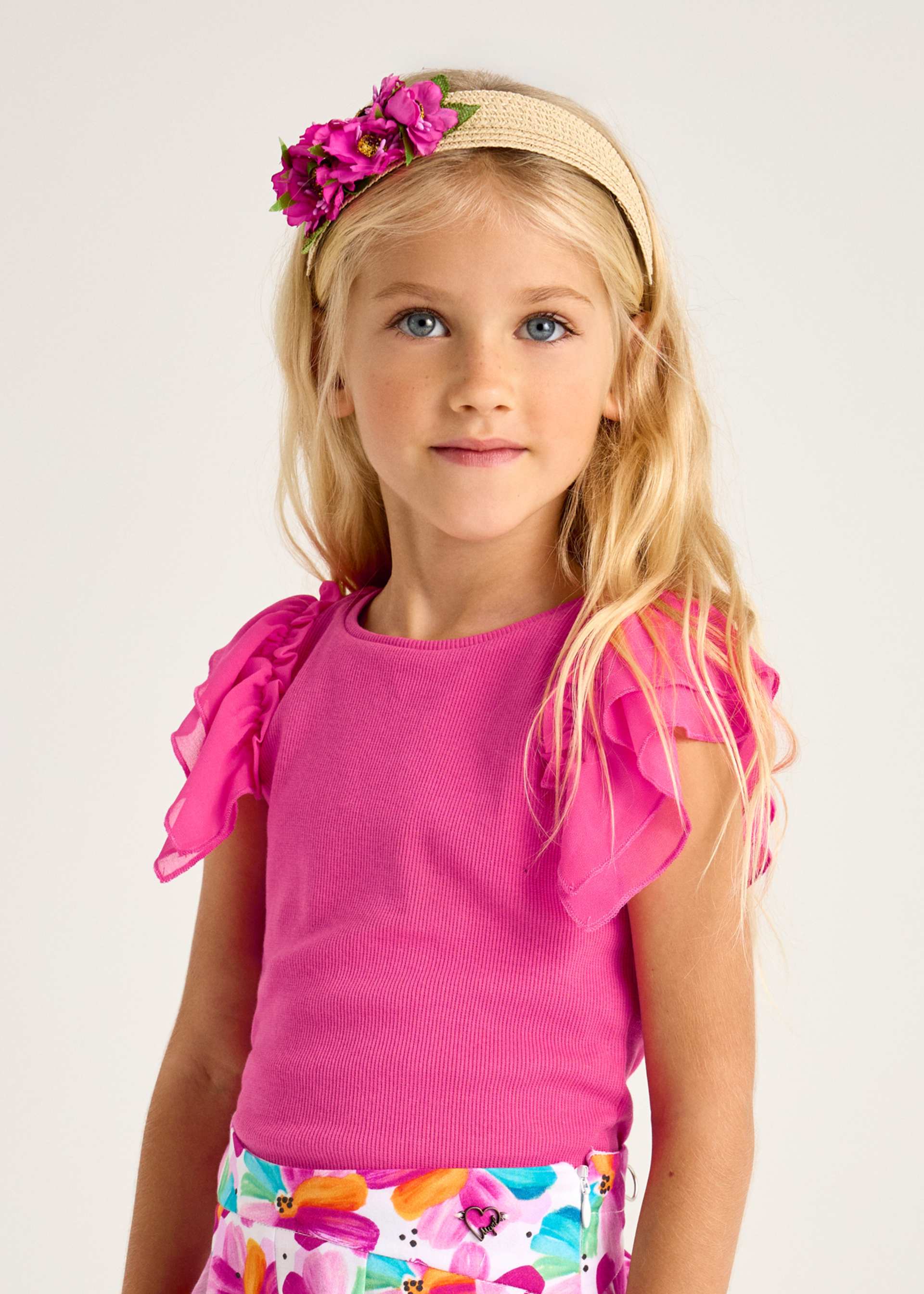 Girl T-Shirt with Organza Ruffles Girl T-Shirt with Organza Ruffles