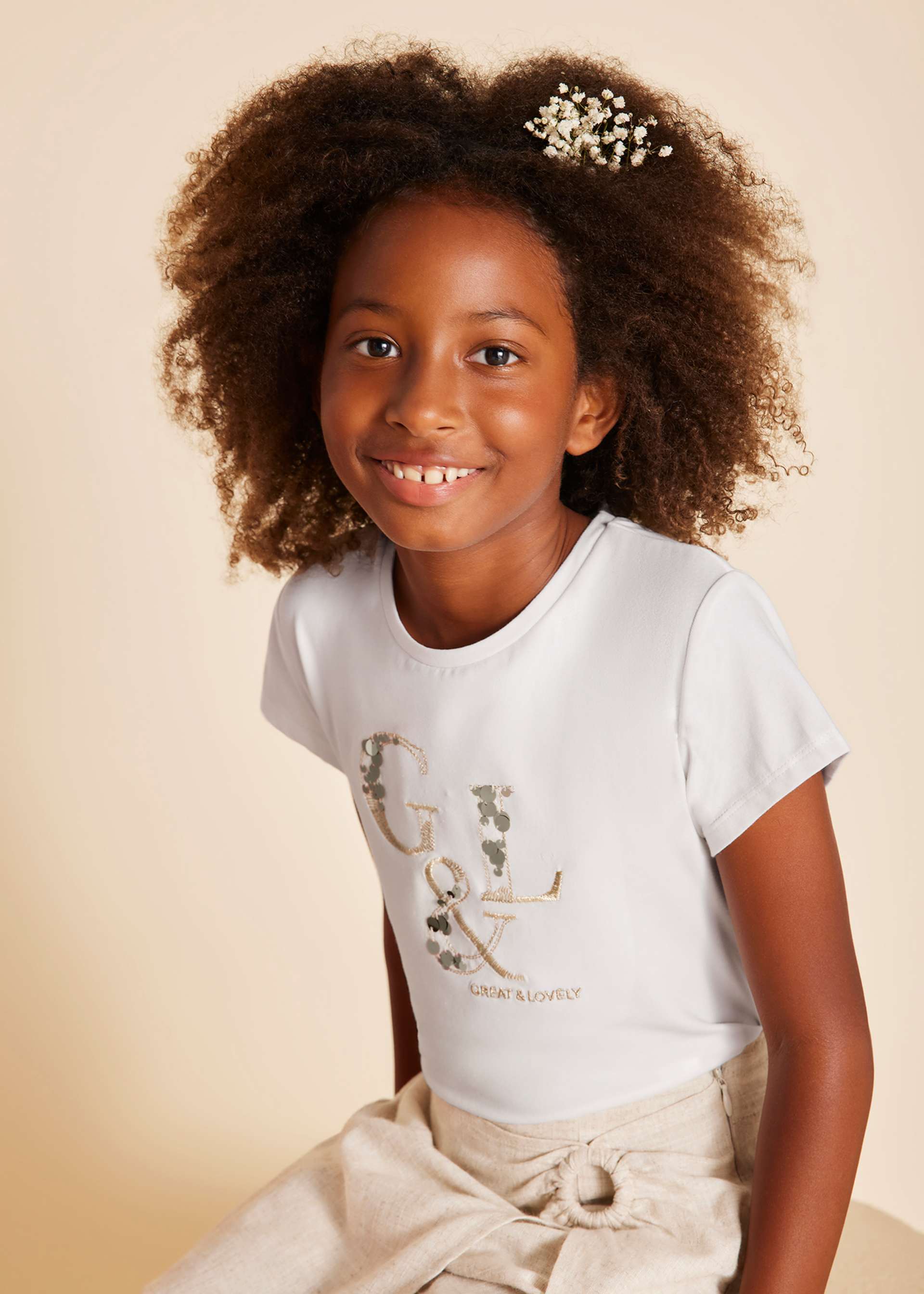 Girl T-Shirt with Metallic Letters Girl T-Shirt with Metallic Letters