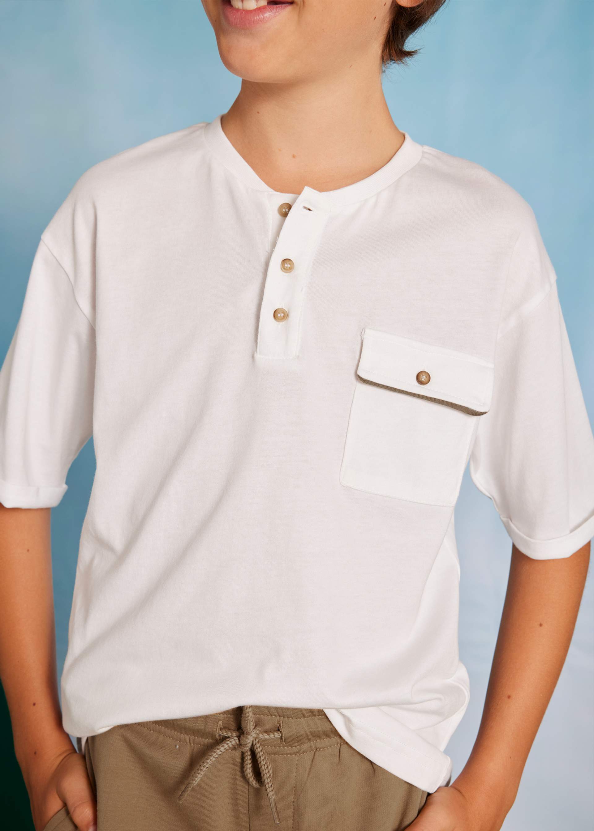 Boy Bermuda Shorts and Henley T-Shirt Set