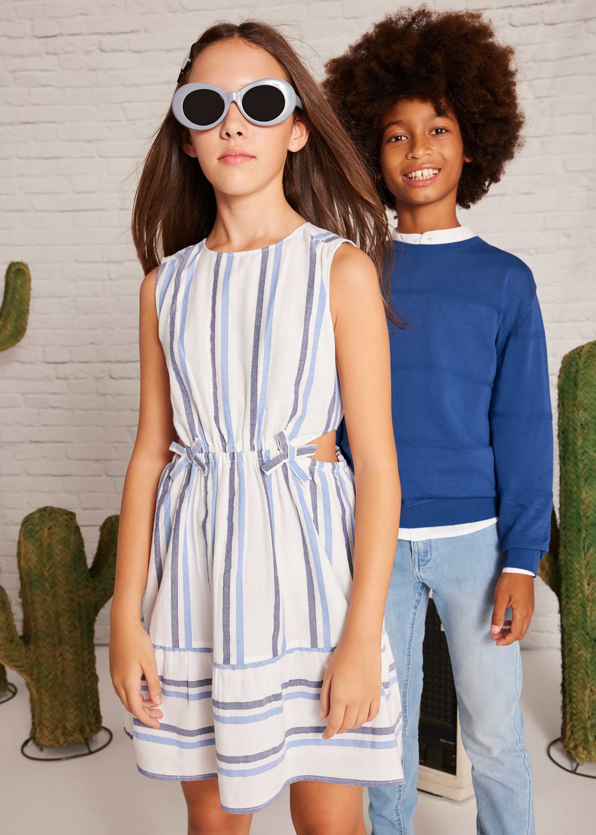 Robe rayée avec fentes fille