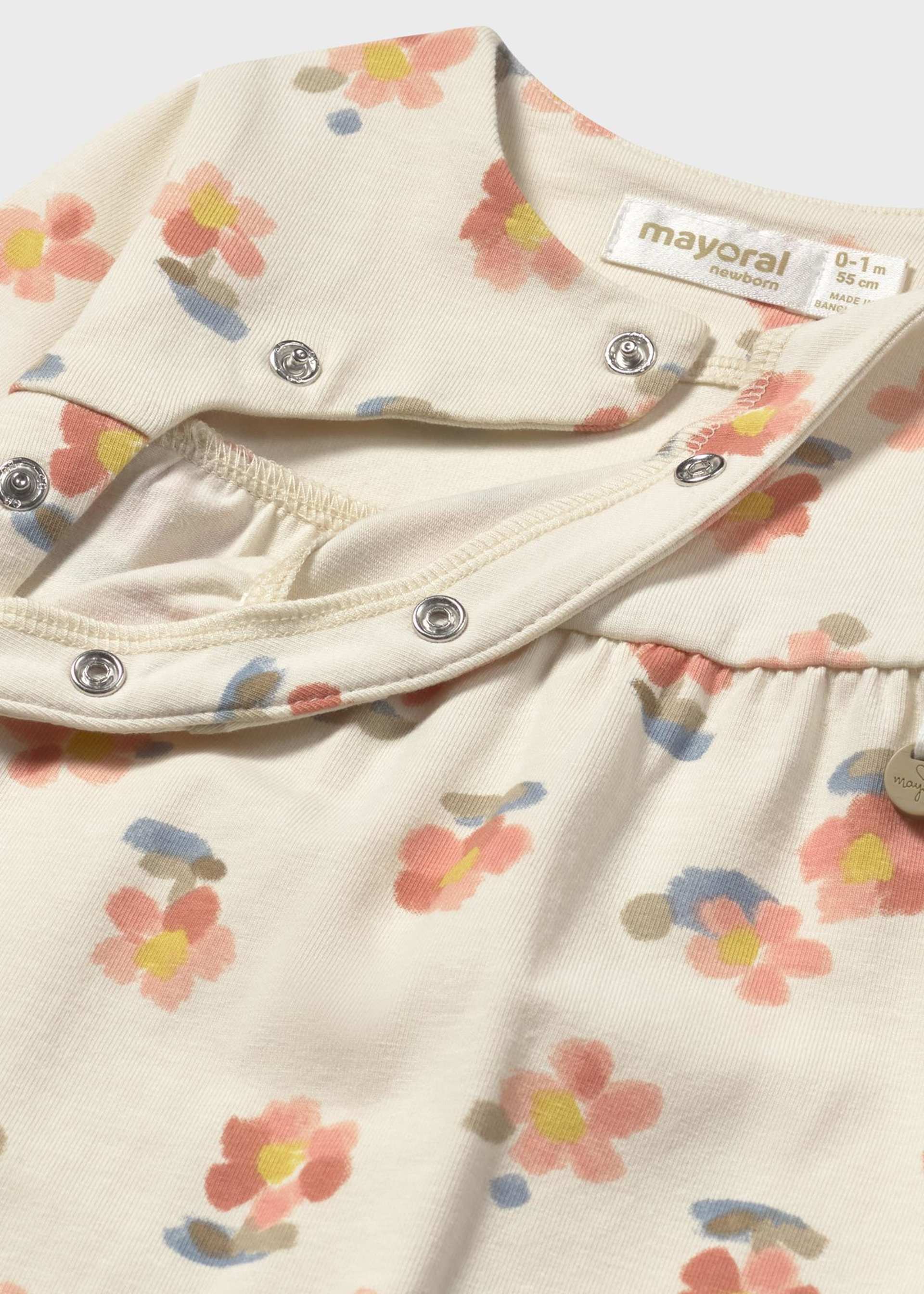 Newborn girl romper with foot covers