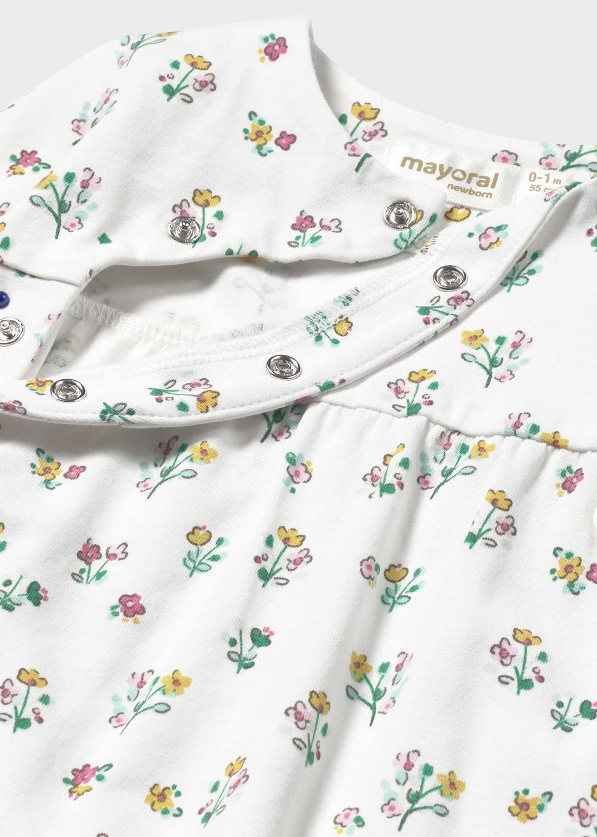 Newborn girl romper with foot covers