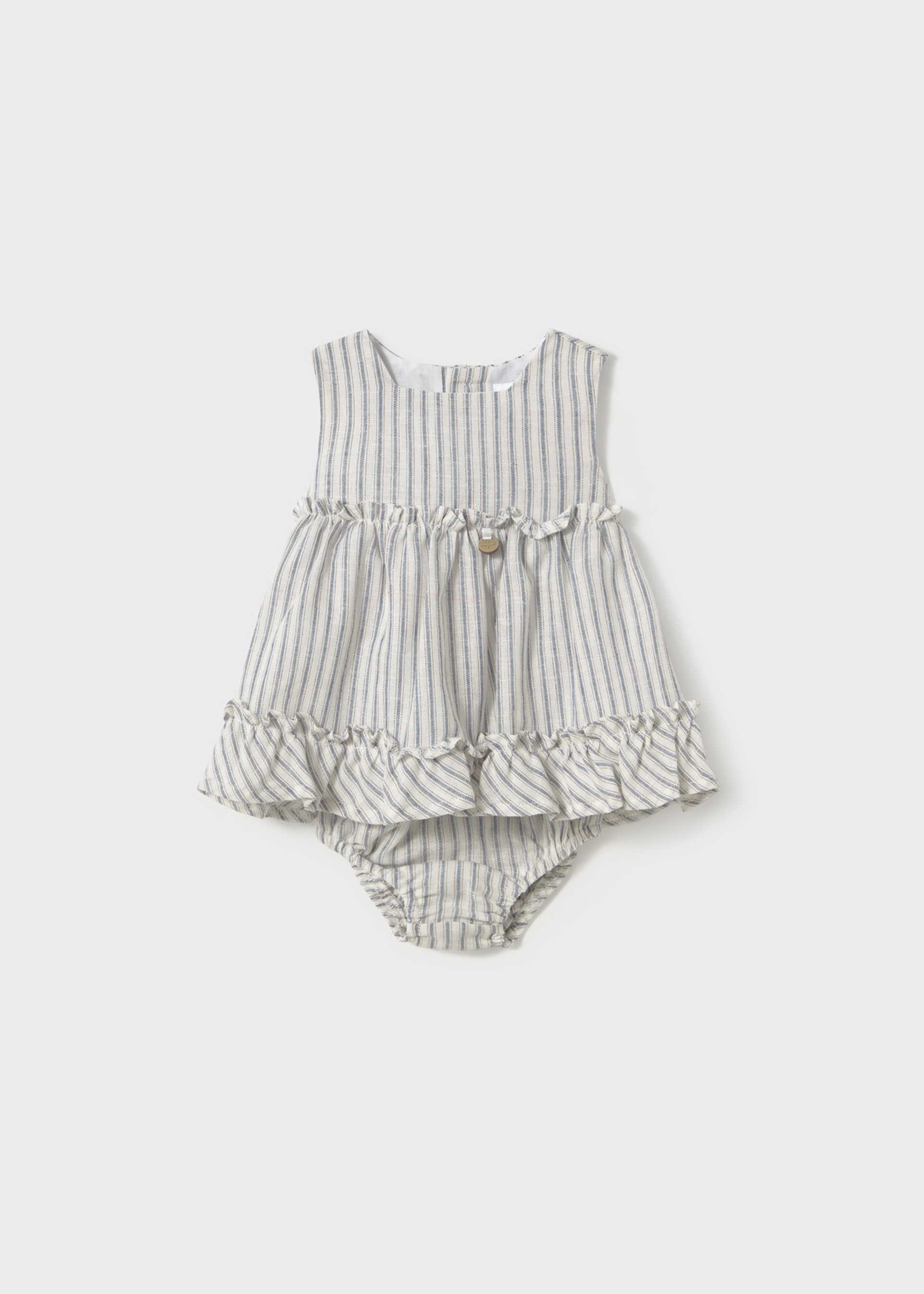 Newborn girl striped dress with nappy cover