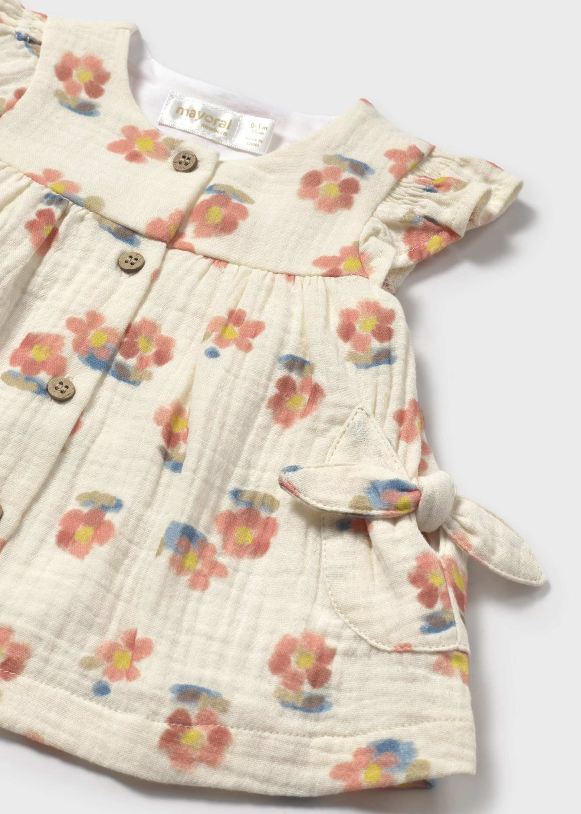 Newborn girl button down dress with nappy cover Newborn girl button down dress with nappy cover