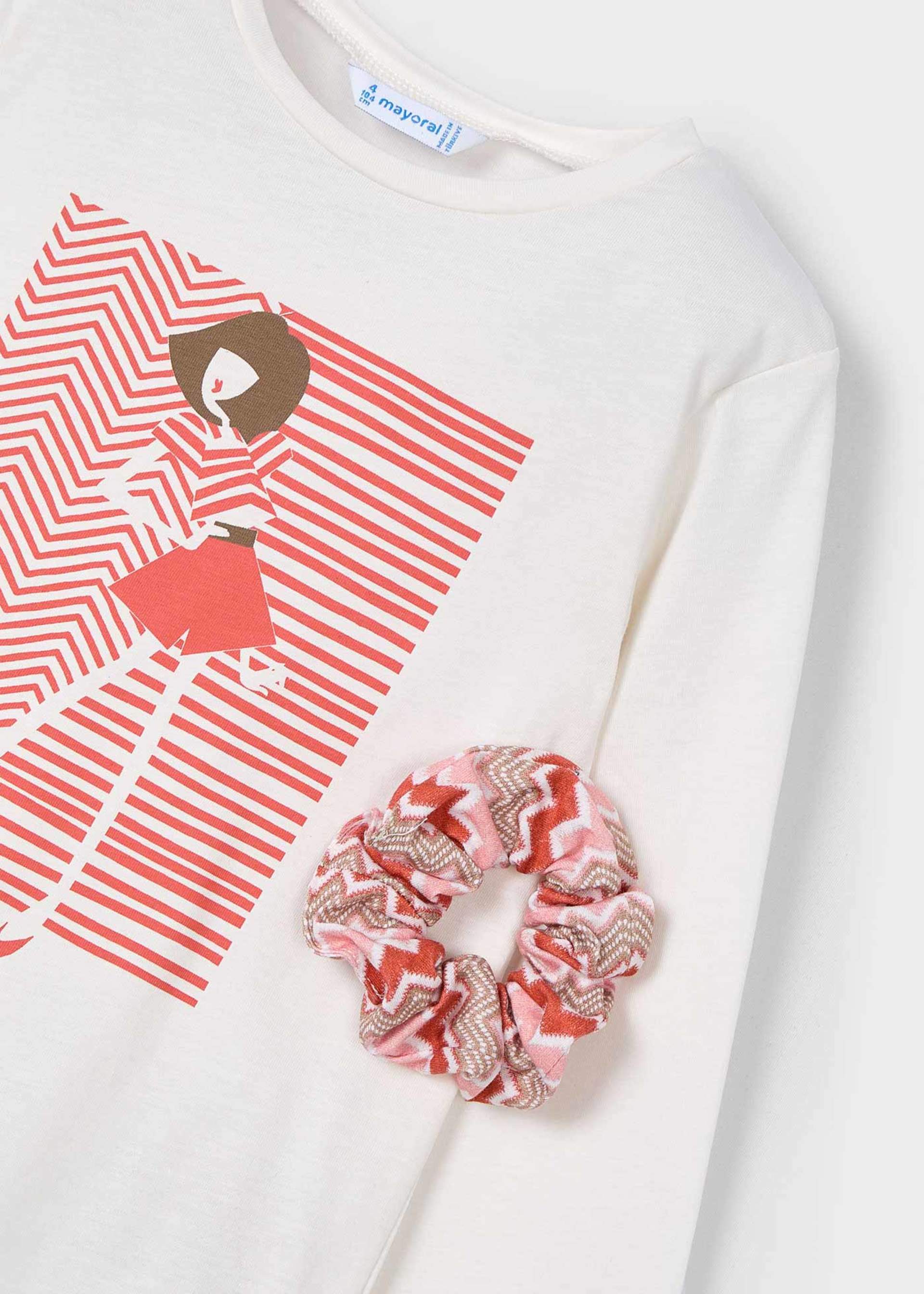 Girl Long-Sleeve T-Shirt with Hair Tie Girl Long-Sleeve T-Shirt with Hair Tie