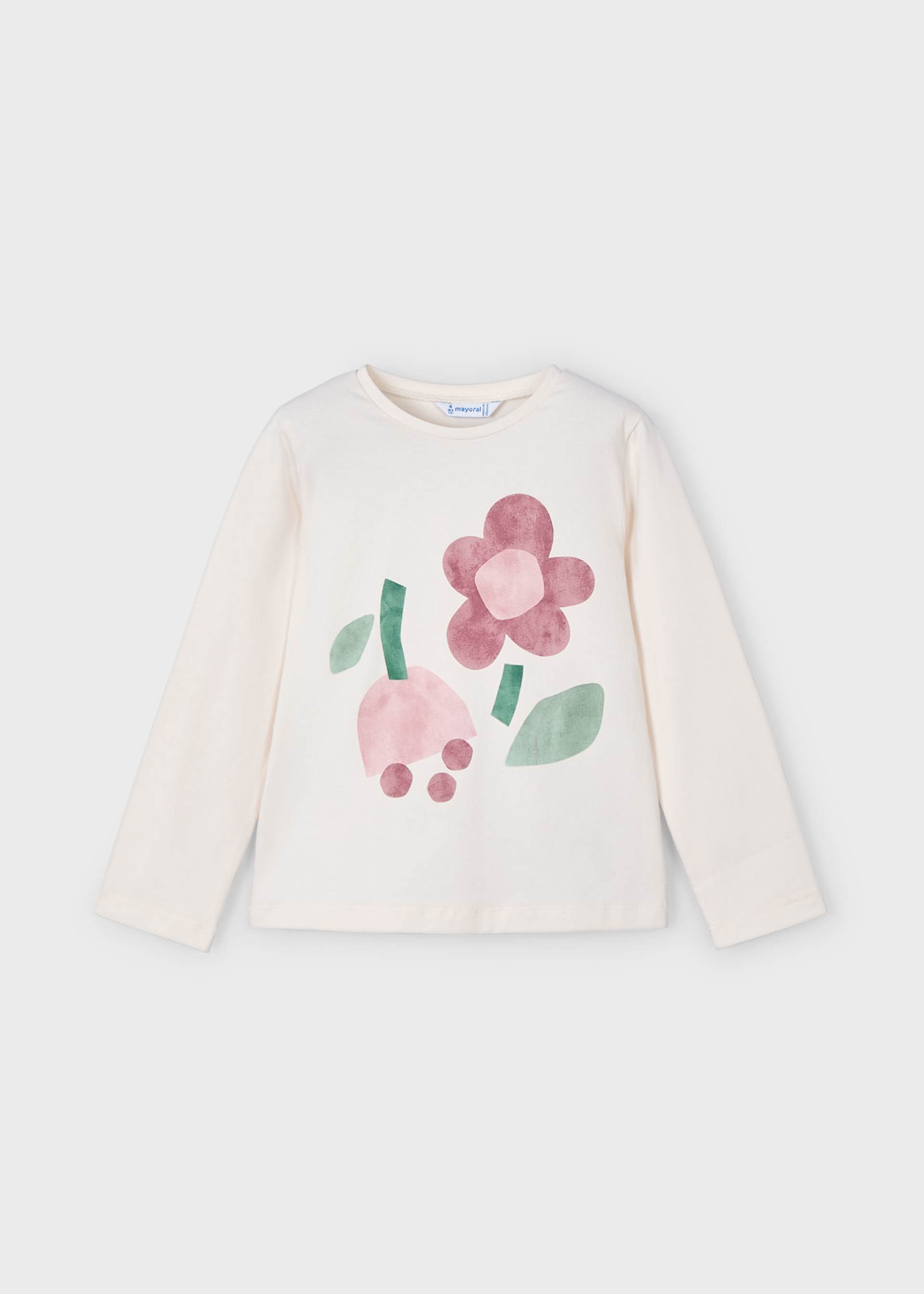 Maglietta manica lunga fiori bambina