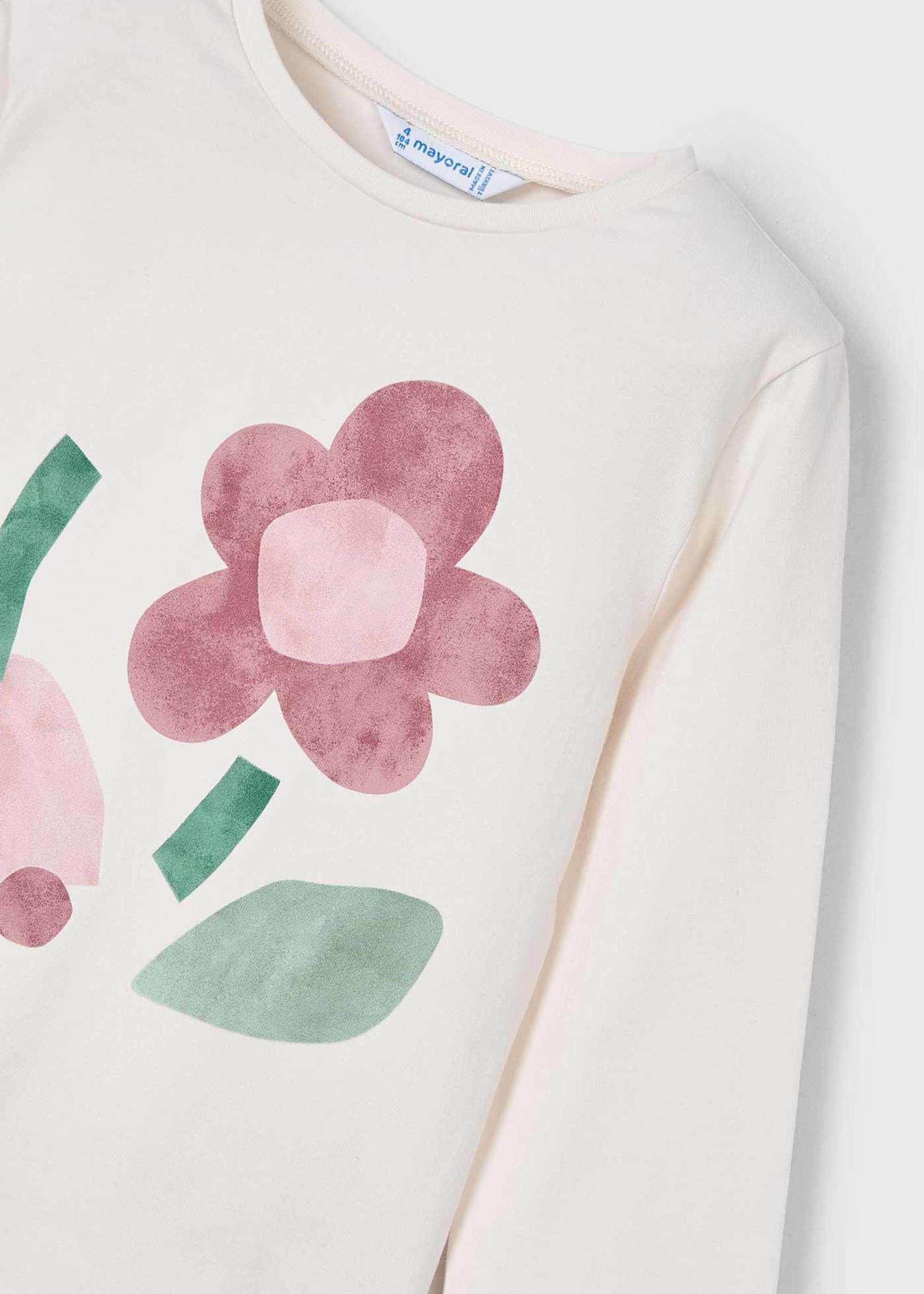 Maglietta manica lunga fiori bambina
