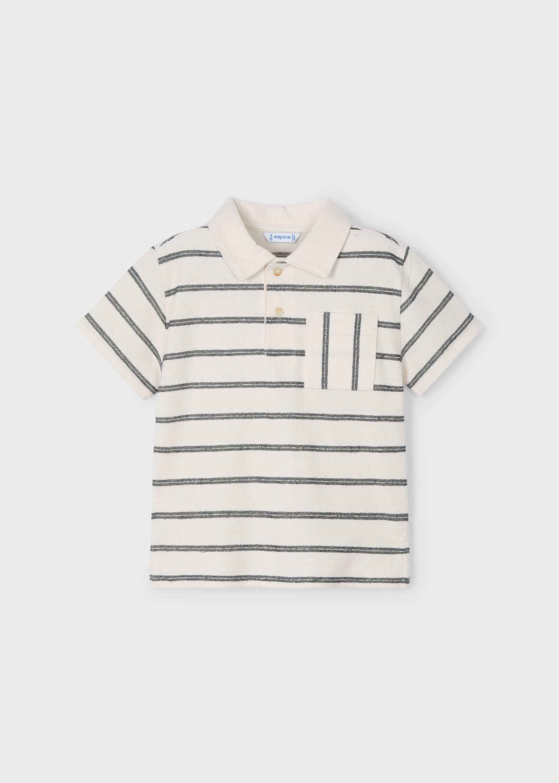 Boy Striped Polo Shirt with Pocket Boy Striped Polo Shirt with Pocket