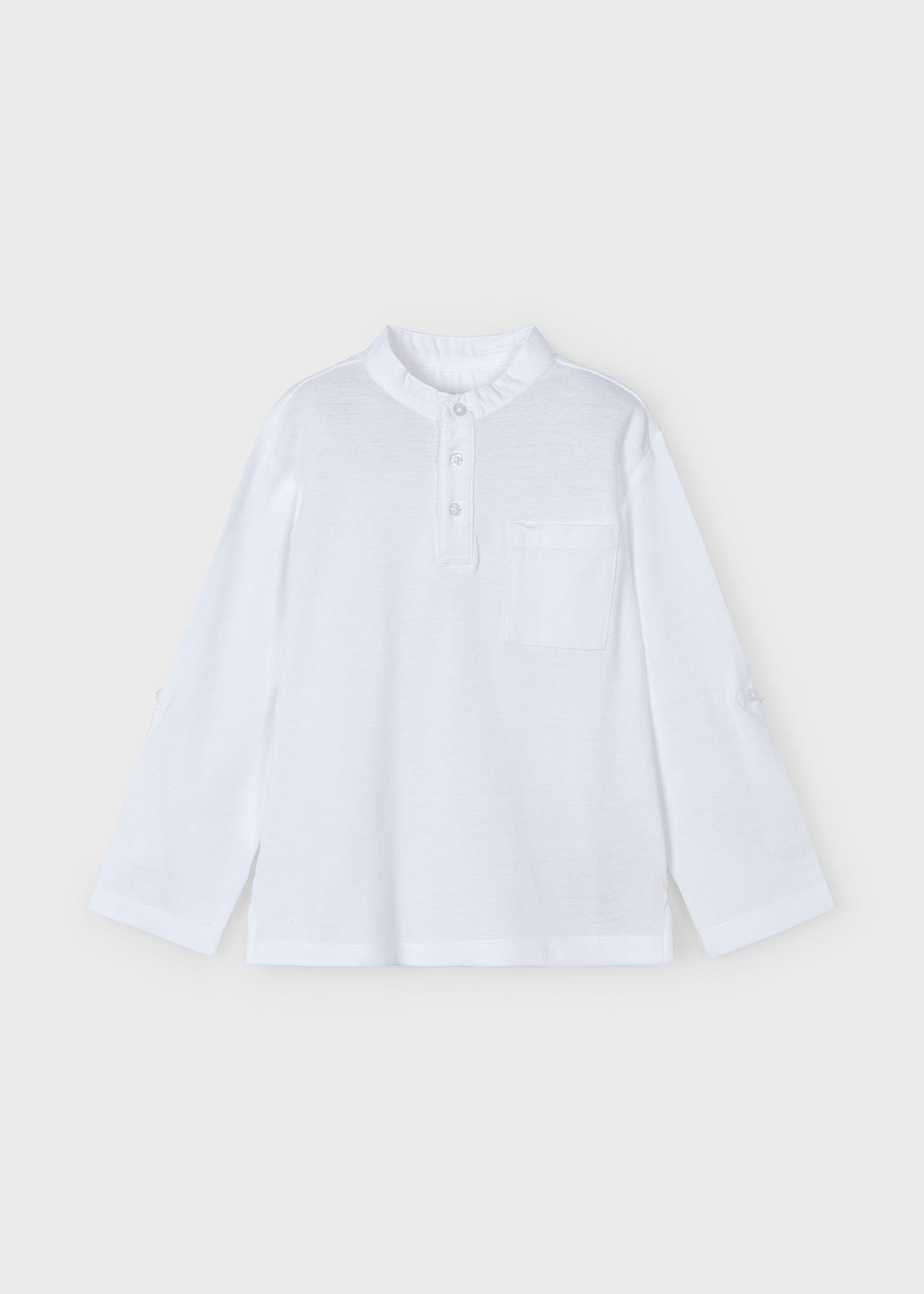 Boy long sleeved mao collar polo shirt