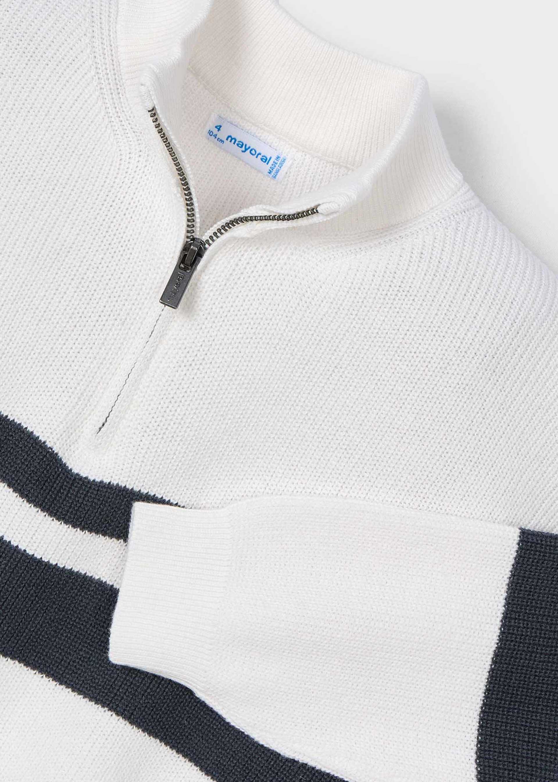 Boy striped quarter zip jumper