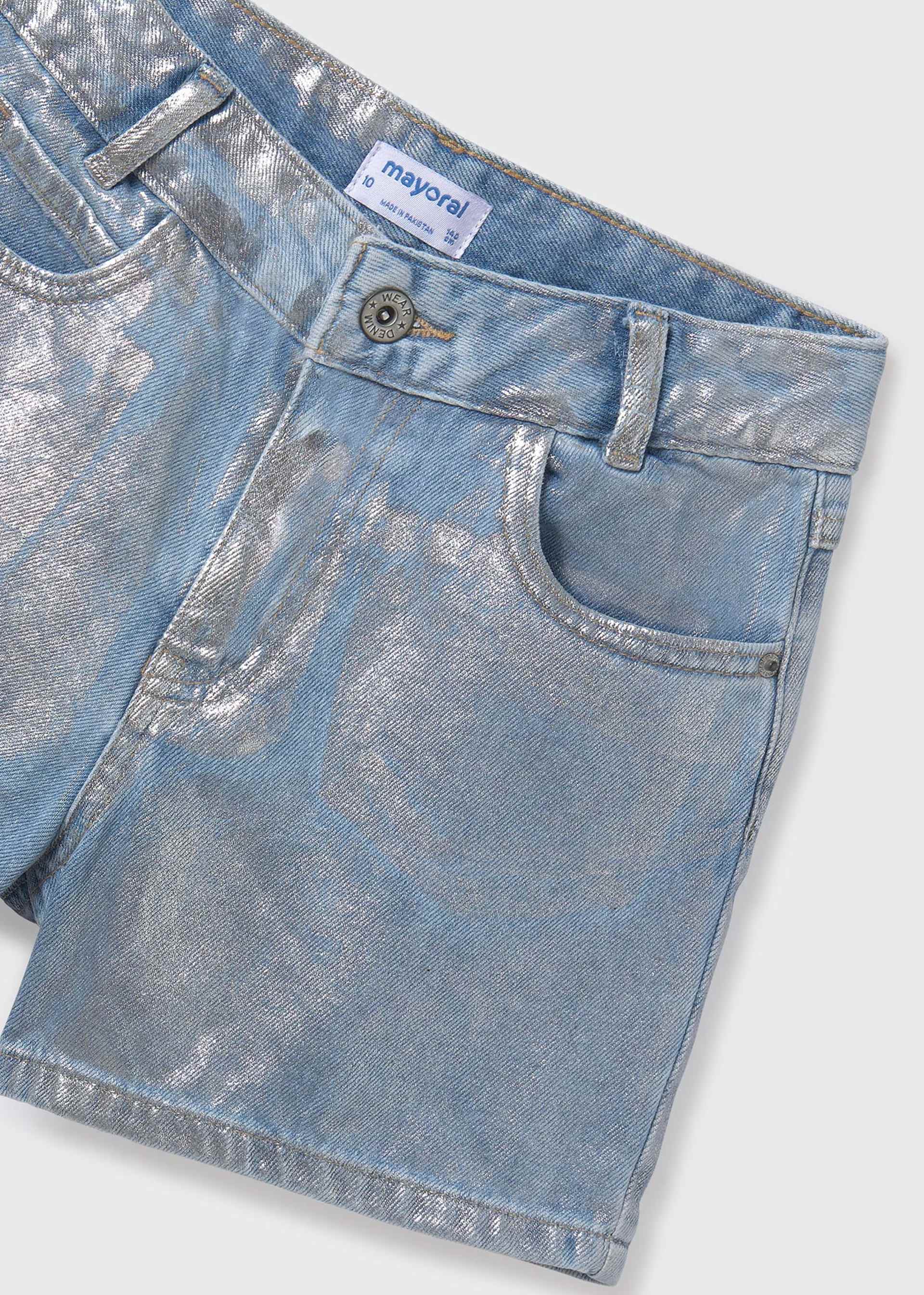 Pantaloni scurti denim talie inalta fata Pantaloni scurti denim talie inalta fata
