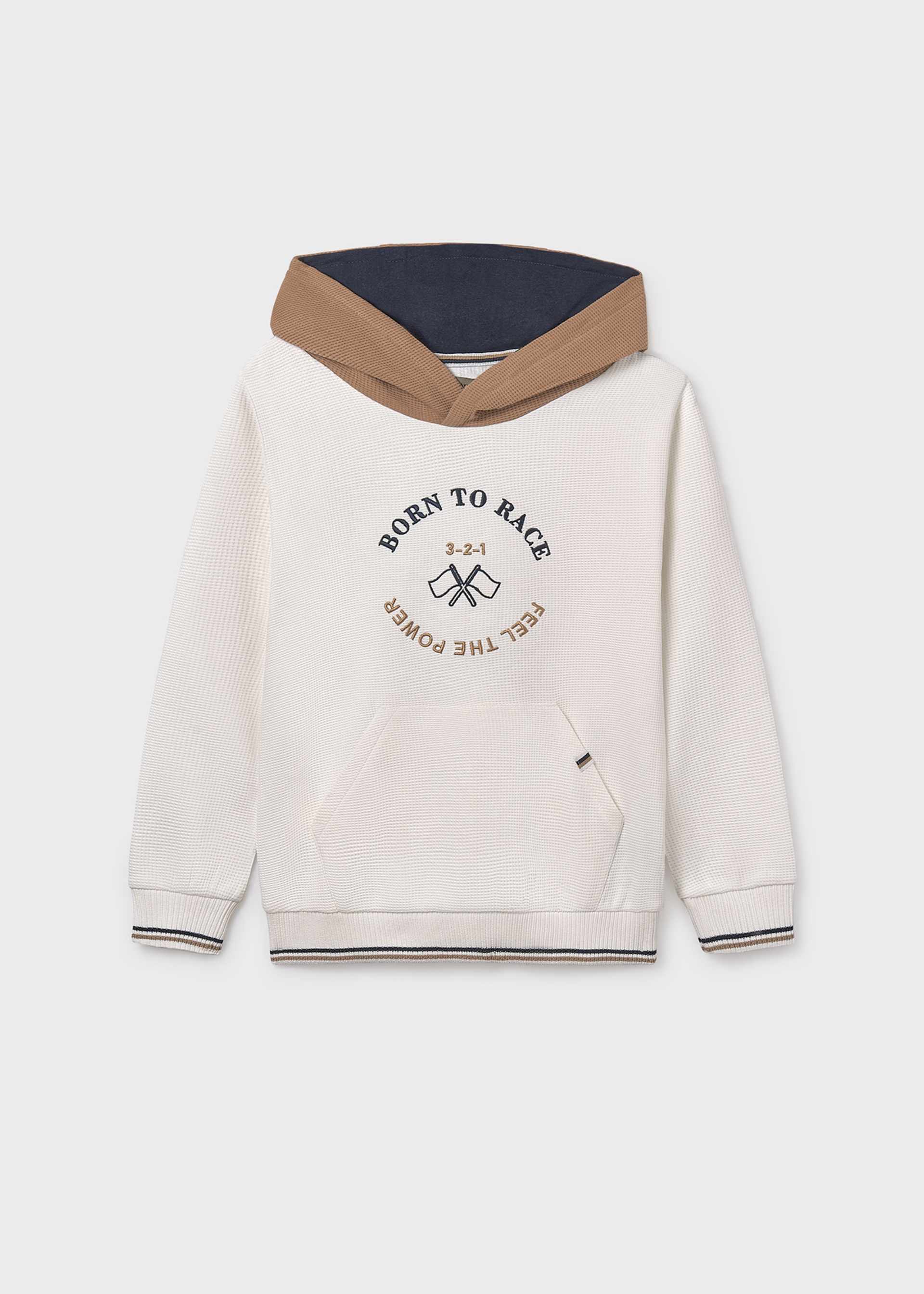 Sweatshirt strukturiert bestickt Teenager Jungen