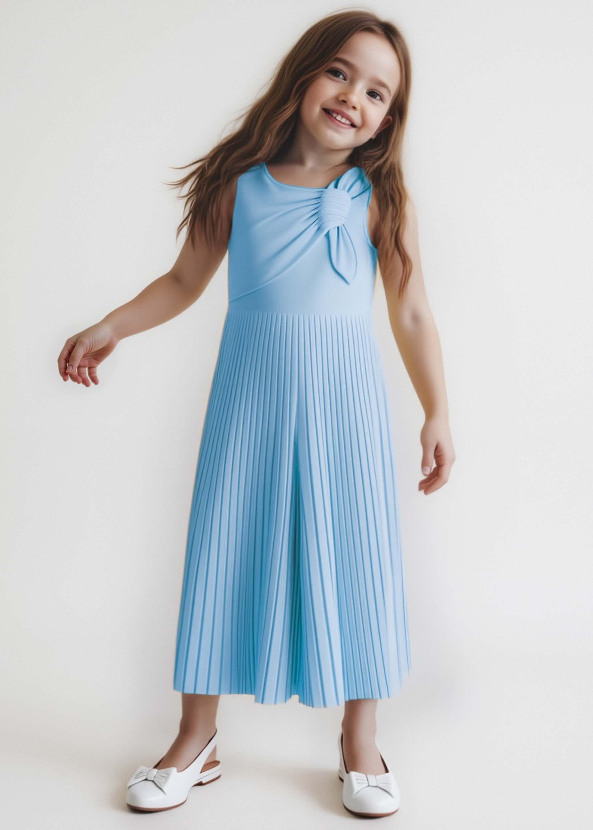 Girl jumpsuit with bow detail