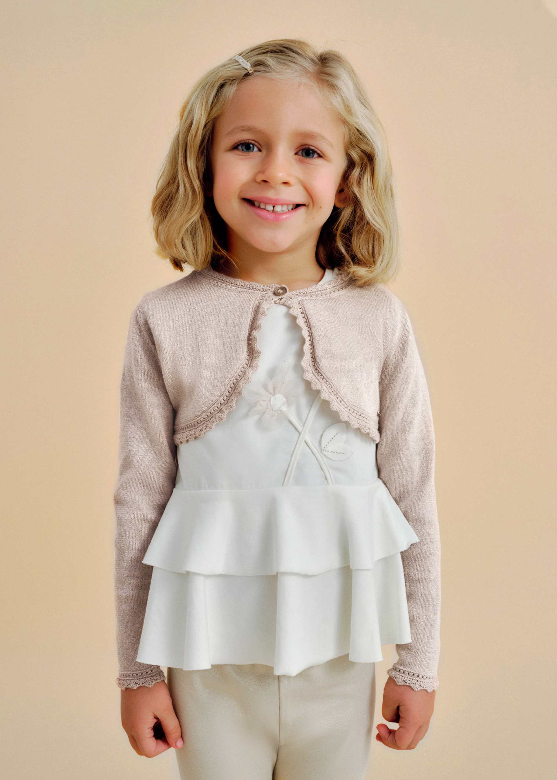 Lilax Bolero A Maglia Maniche Lunghe Con Bottone Per Bambina - Elegante E Morbido