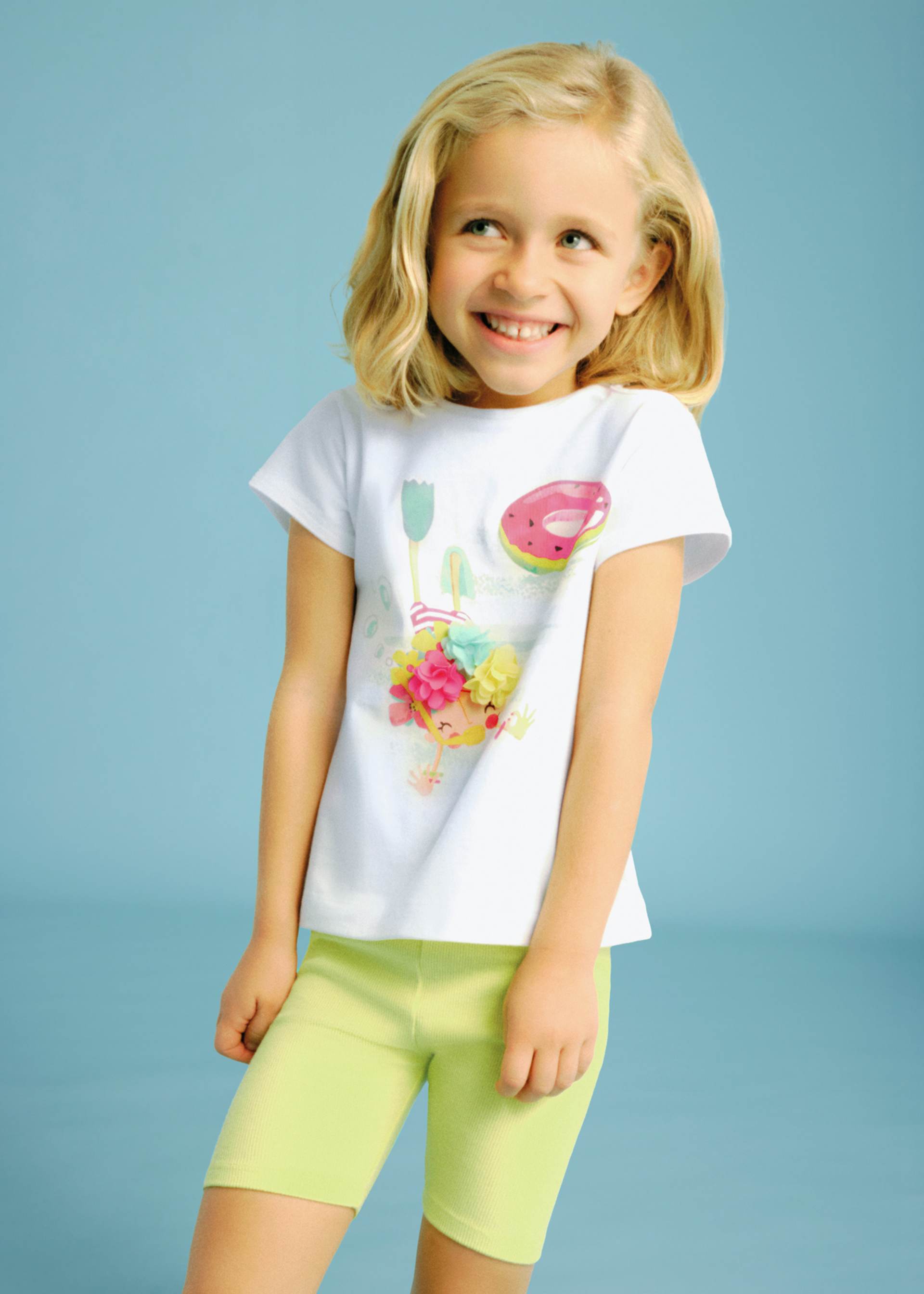 Conjunto bikers y playera aberturas niña