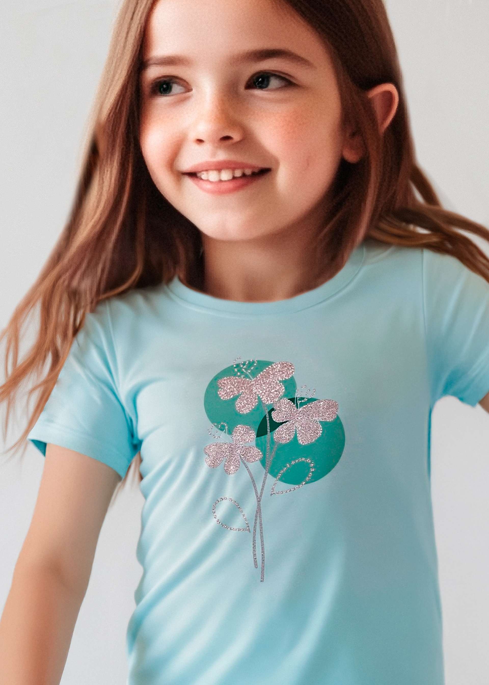 Playera básica flores niña