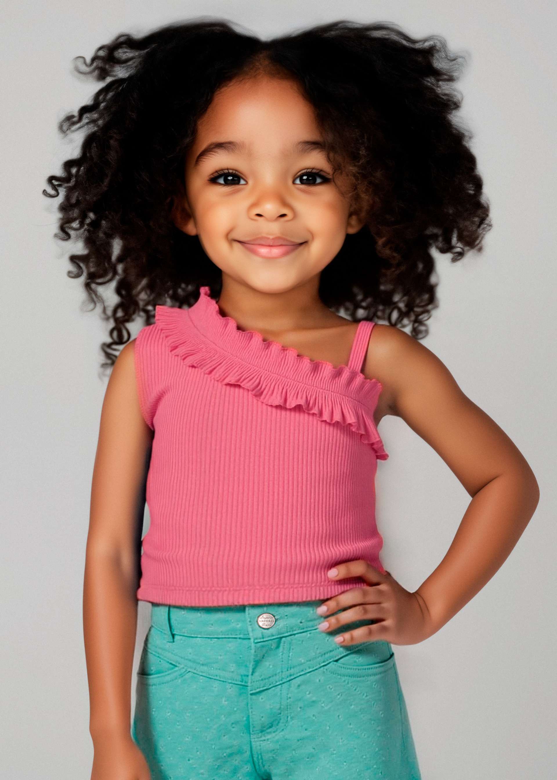 Girl asymmetric ruffle top