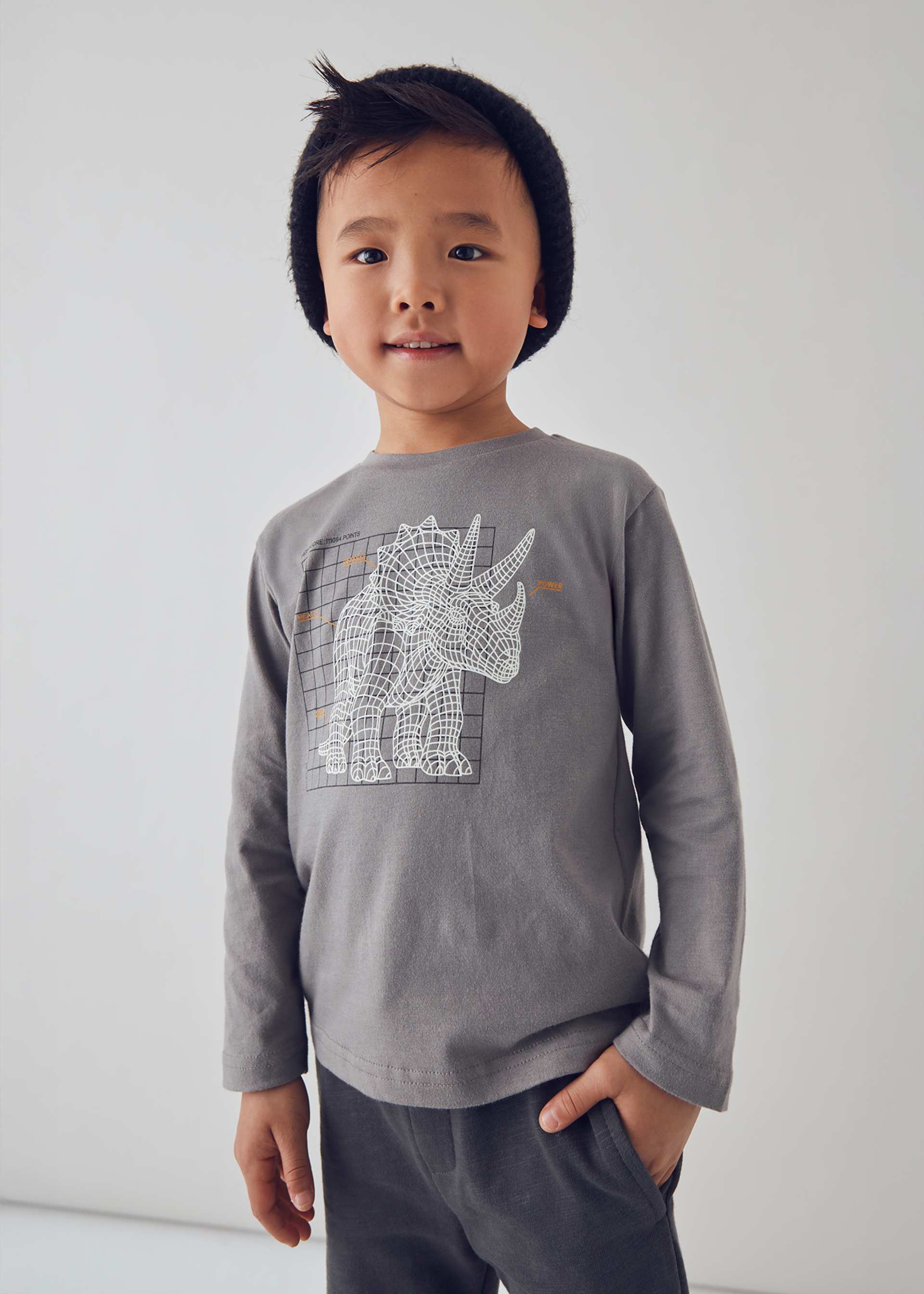 Boys long sleeved interactive dinosaur shirt