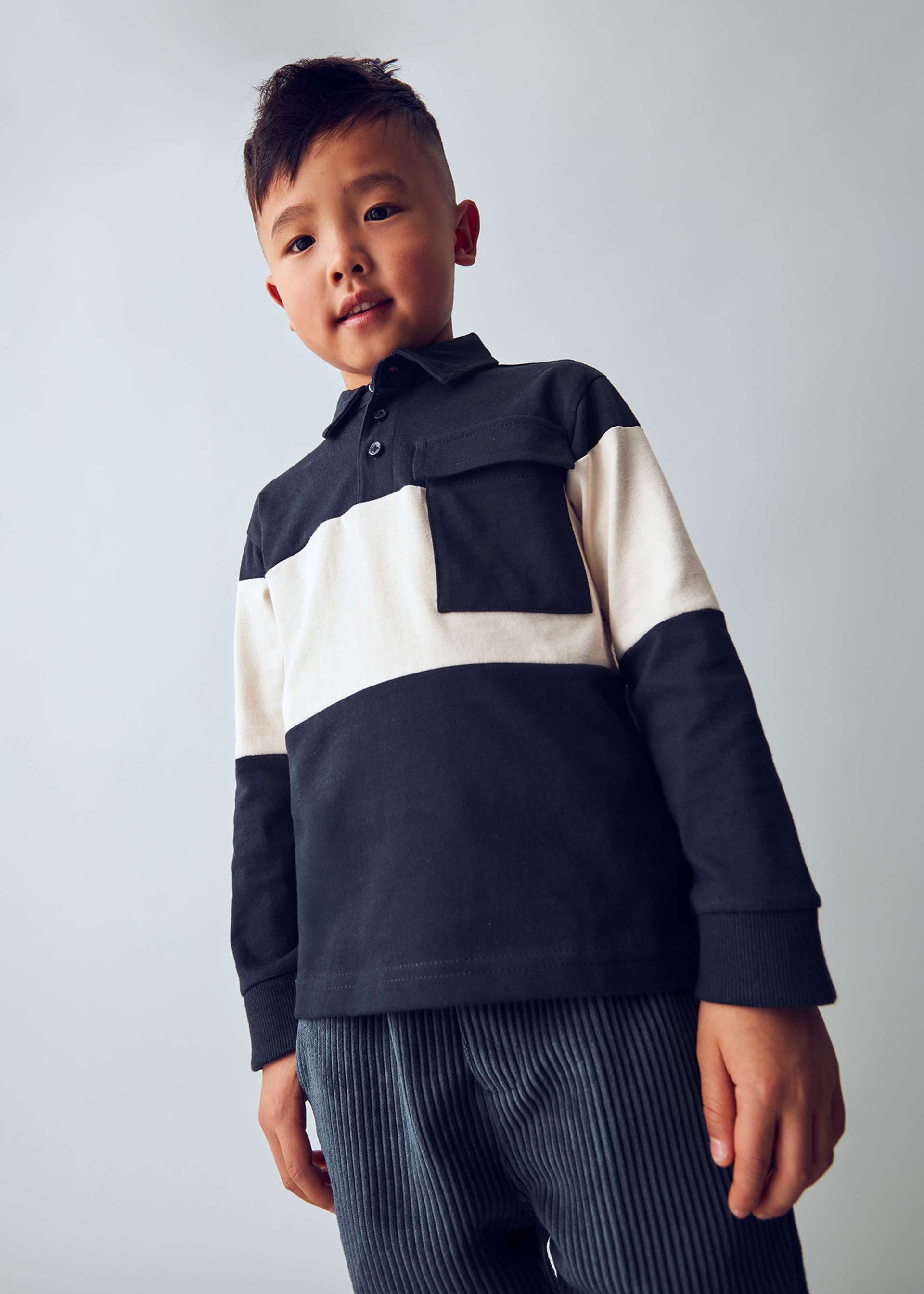 Boy Striped Knit Polo Shirt