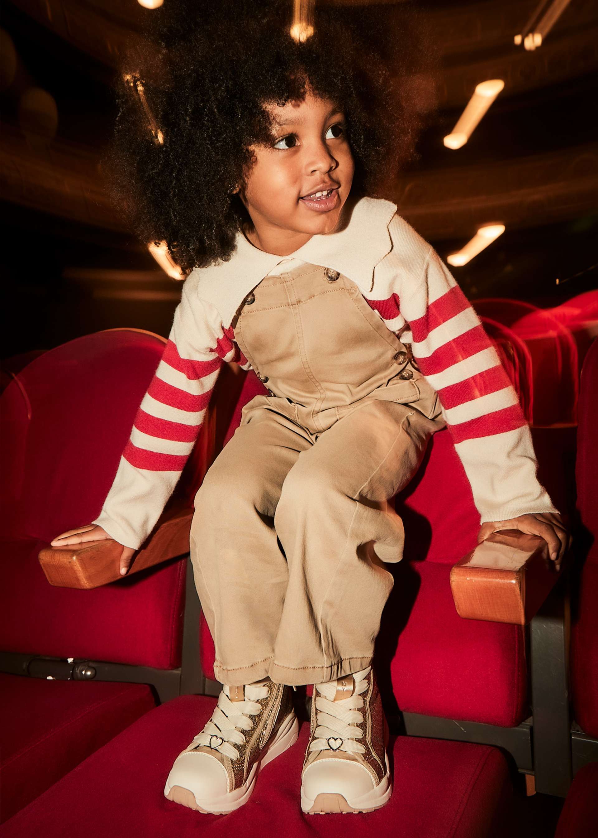 Girls long twill dungarees