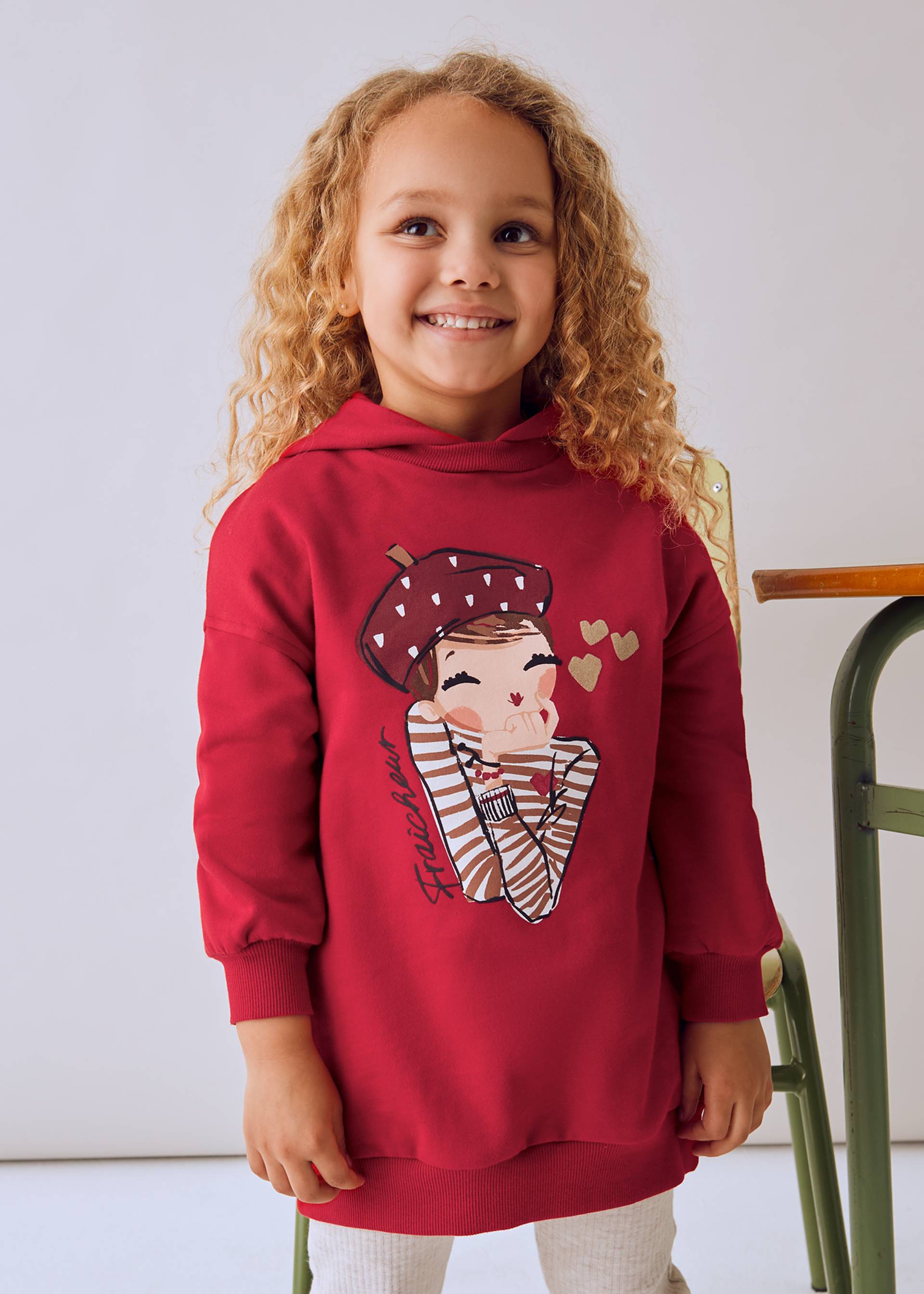 Vestido felpa capuz menina