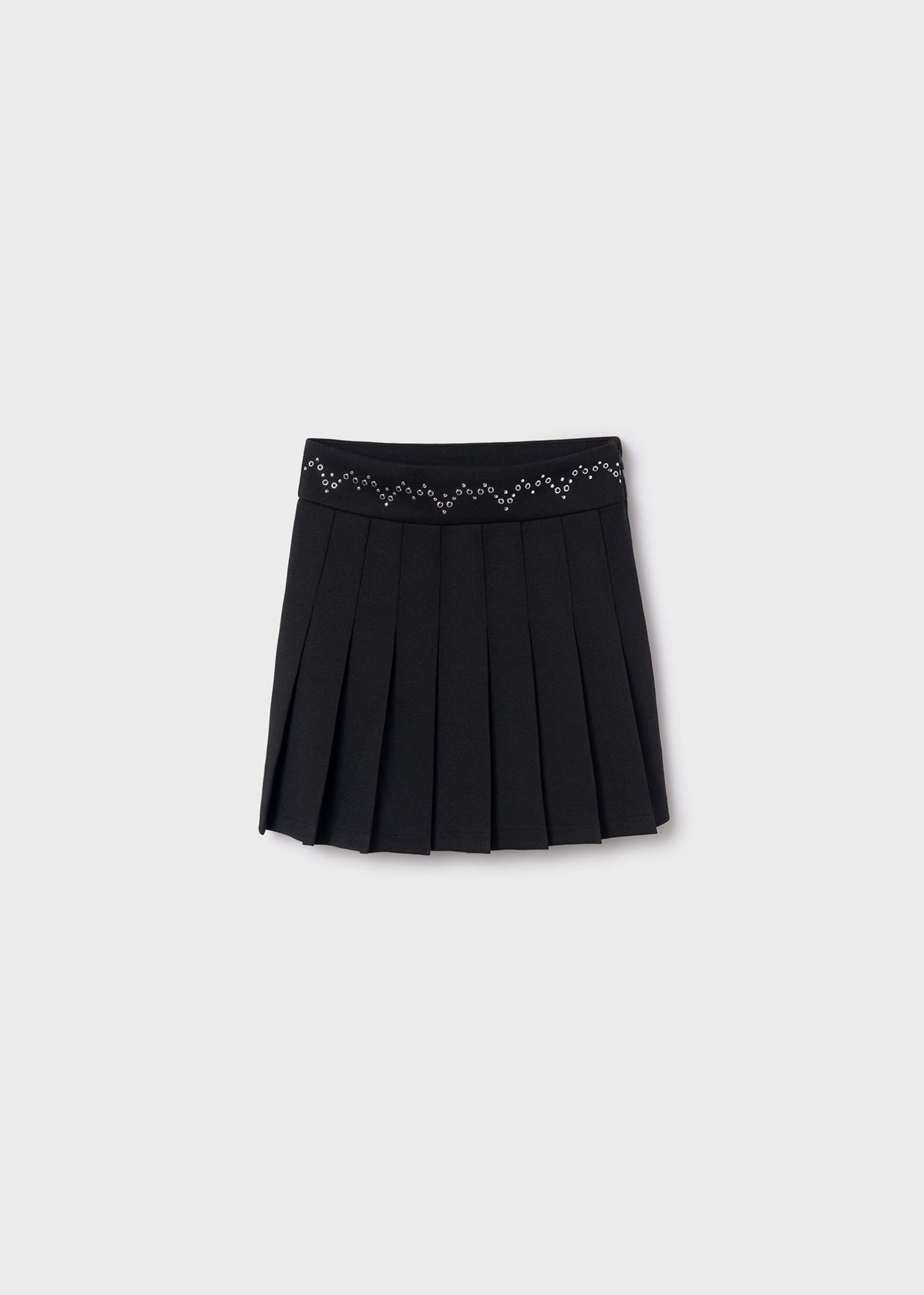 Girl Pleated Skirt with Decorative Waistband
