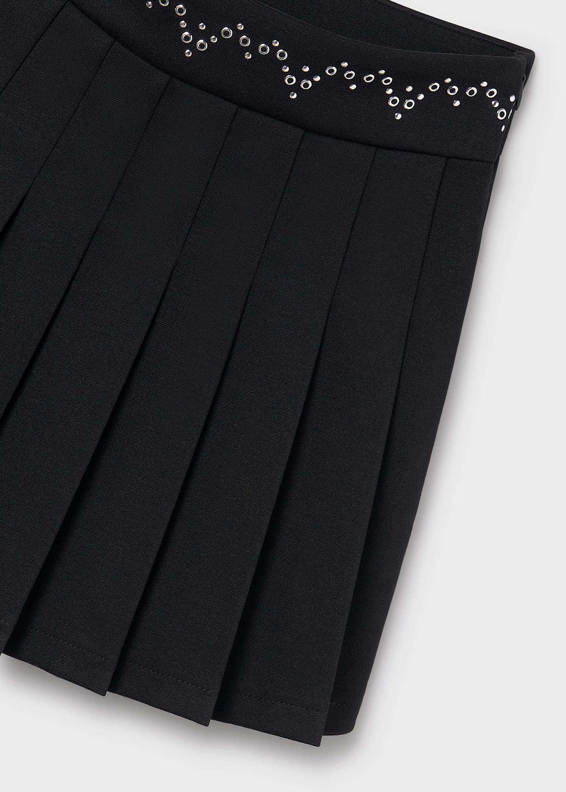 Girl Pleated Skirt with Decorative Waistband