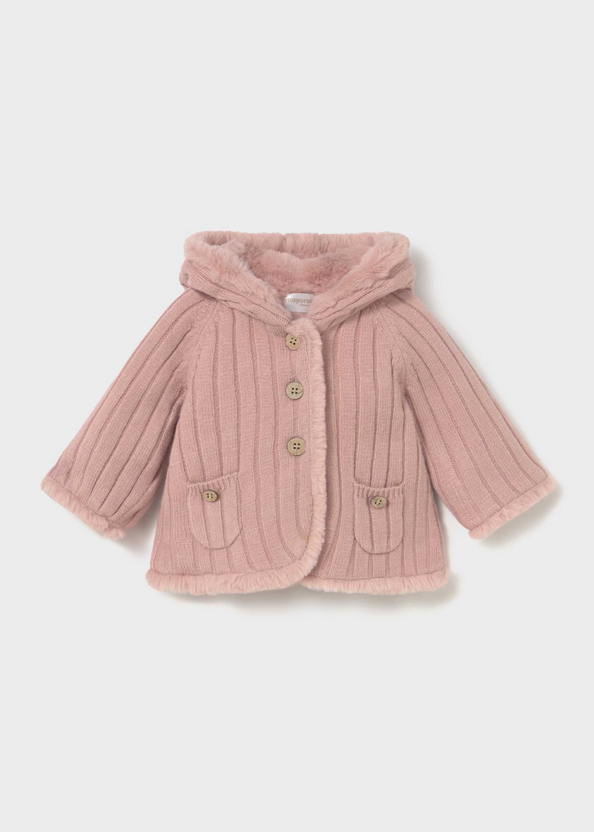 Newborn knitted jacket with fur