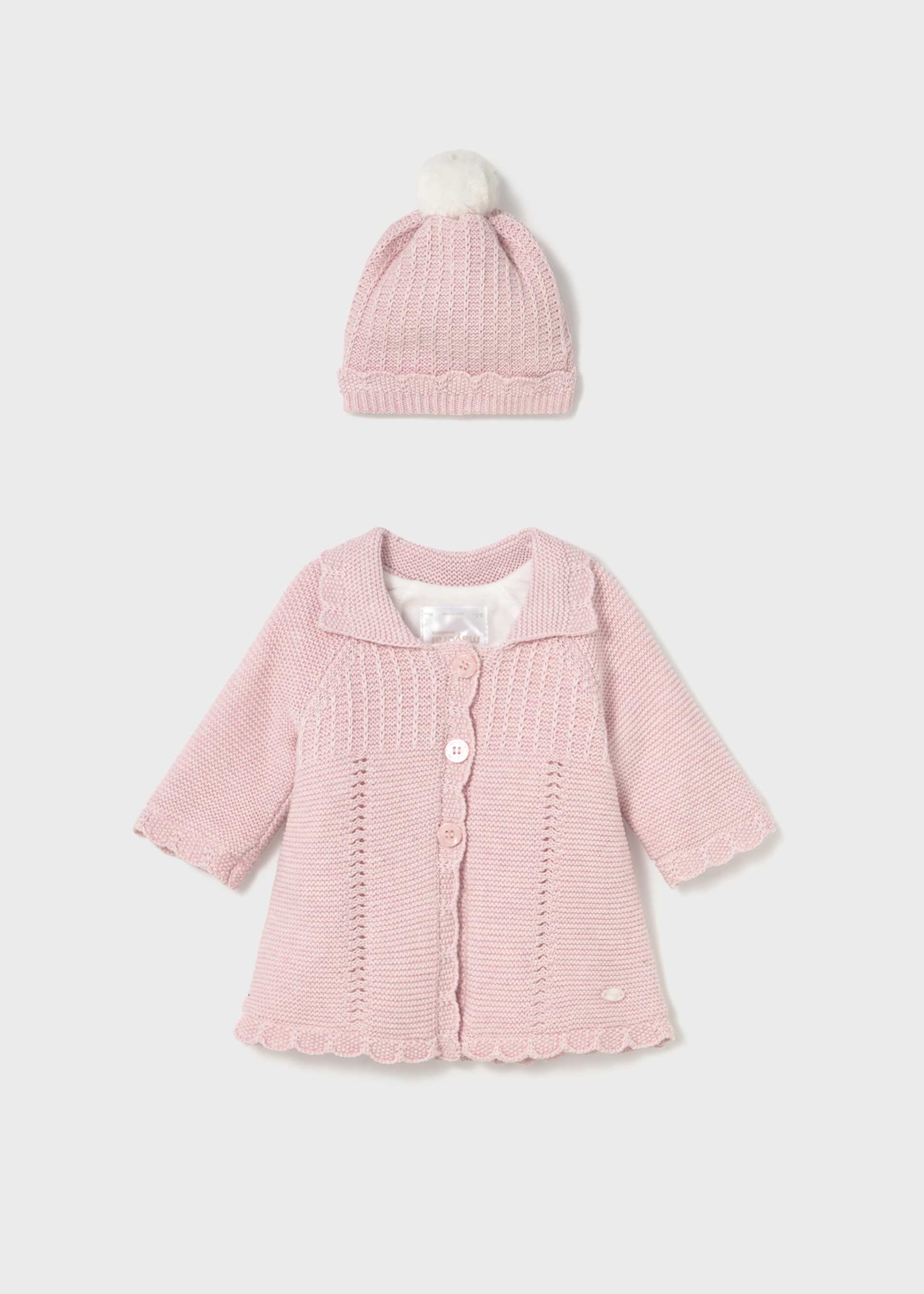 Newborn Girl Knit Coat with Hood