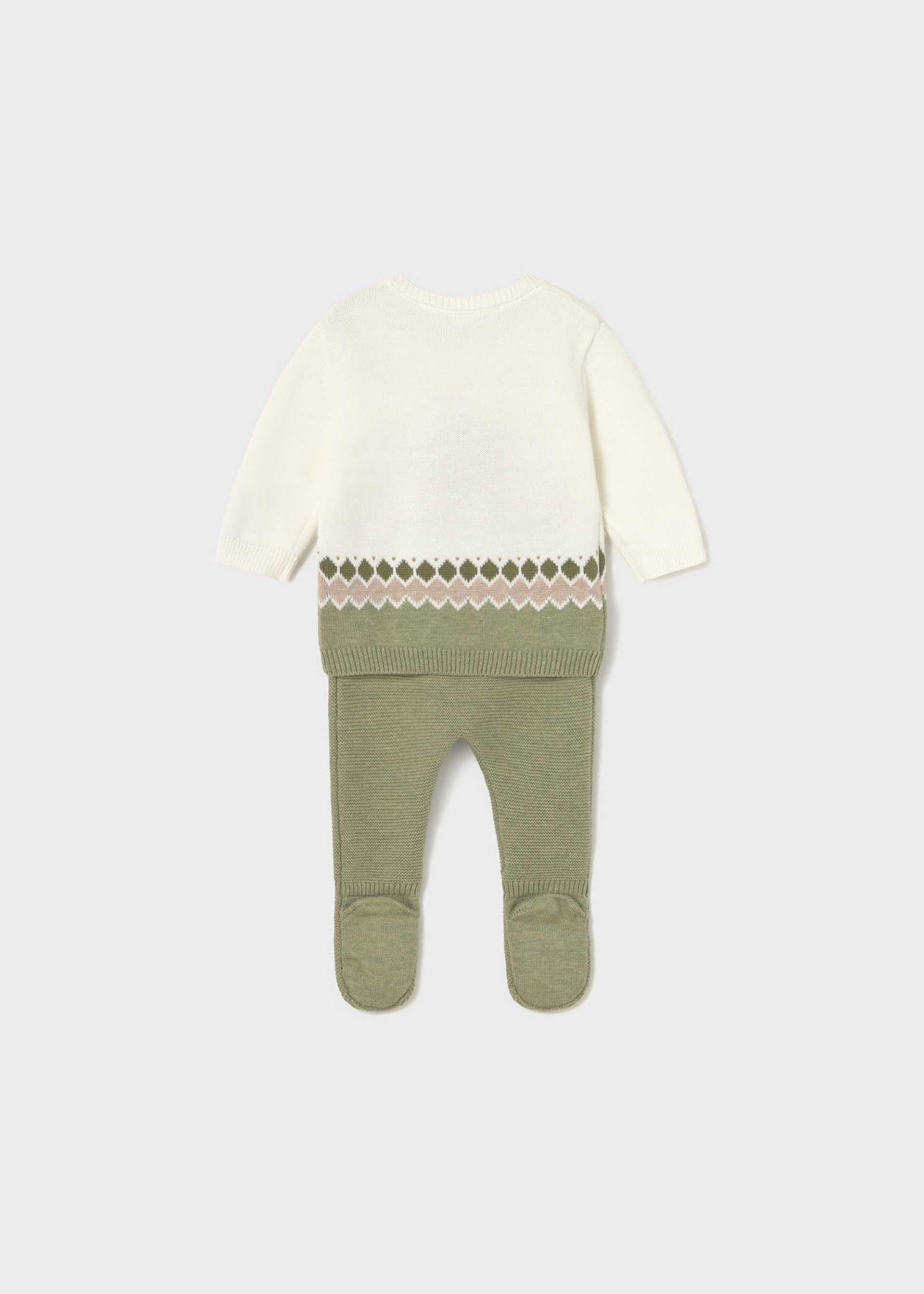 Conjunto pantalón y suéter tricot recién nacido