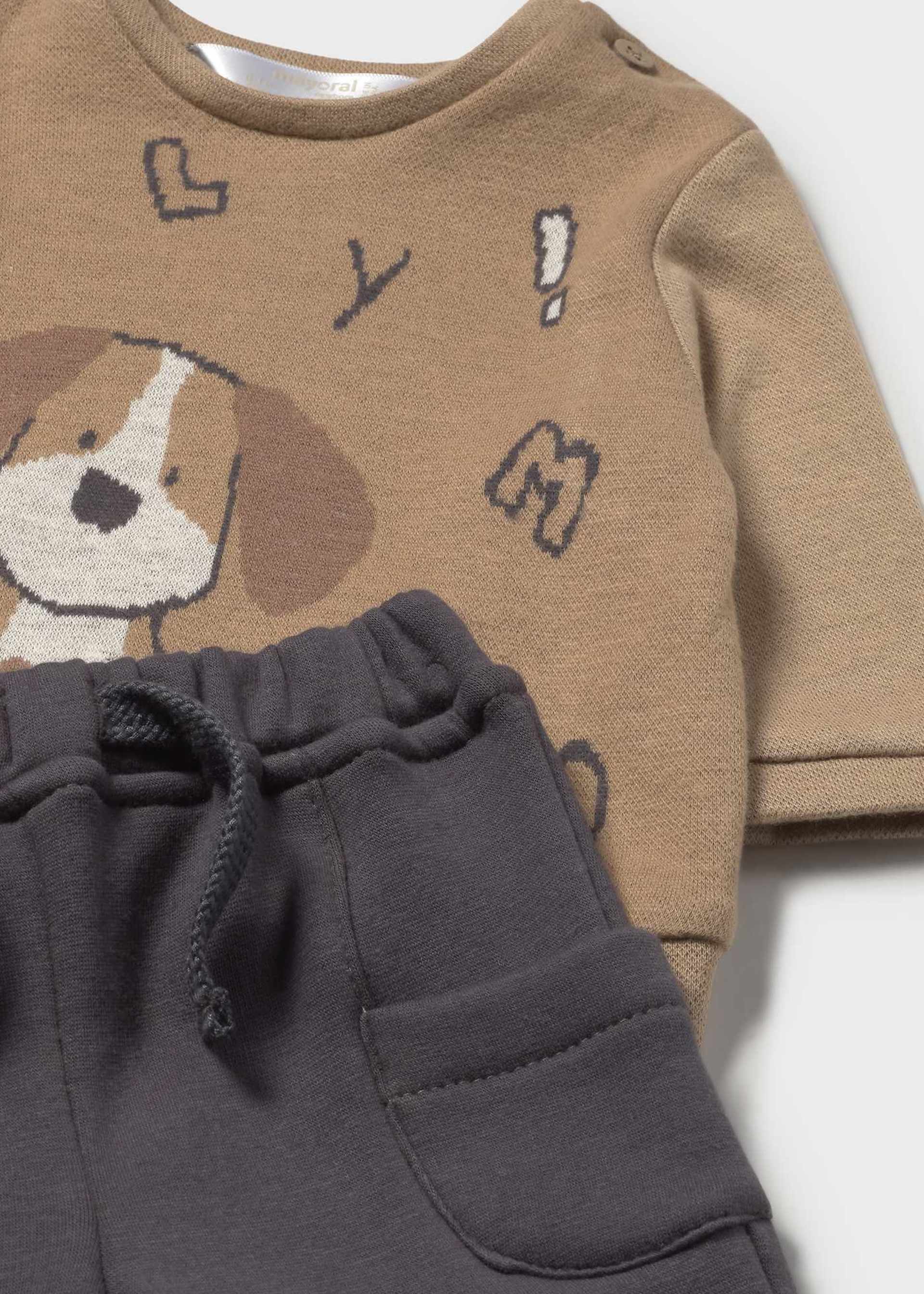 Conjunto pantalón y sudadera perrito recién nacido