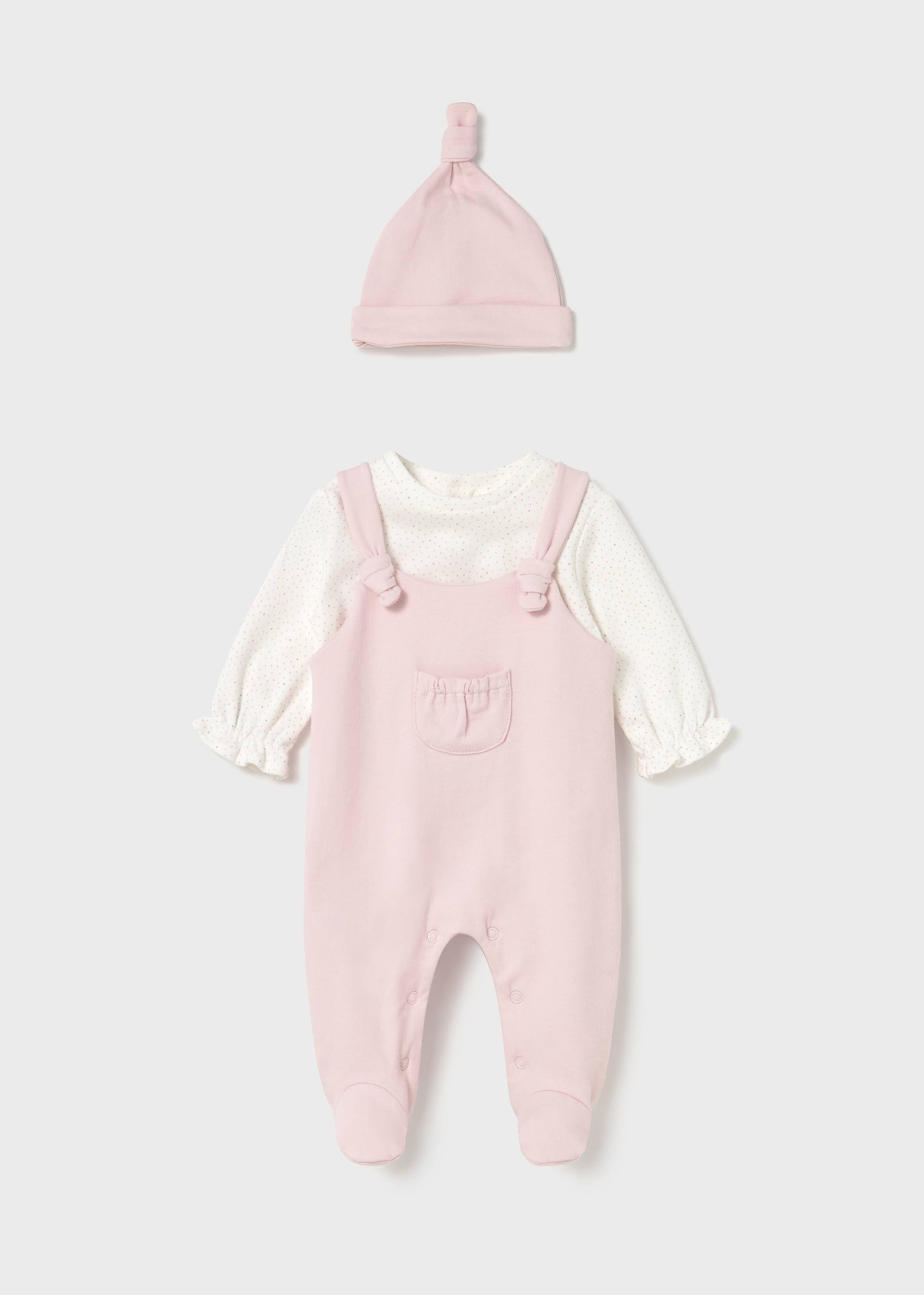 Newborn dungarees set with hat