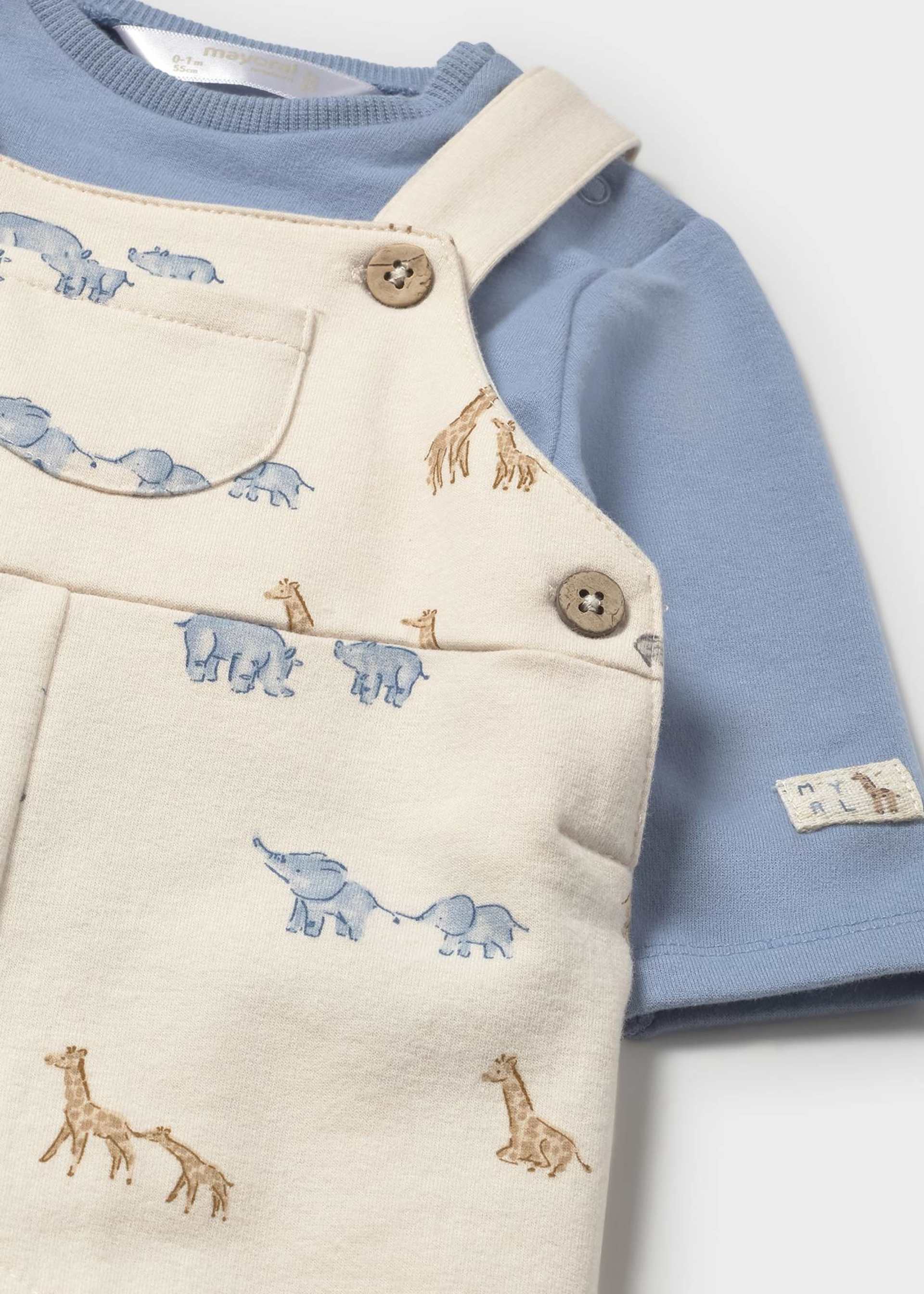 Ensemble salopette imprimée et t-shirt nouveau-né