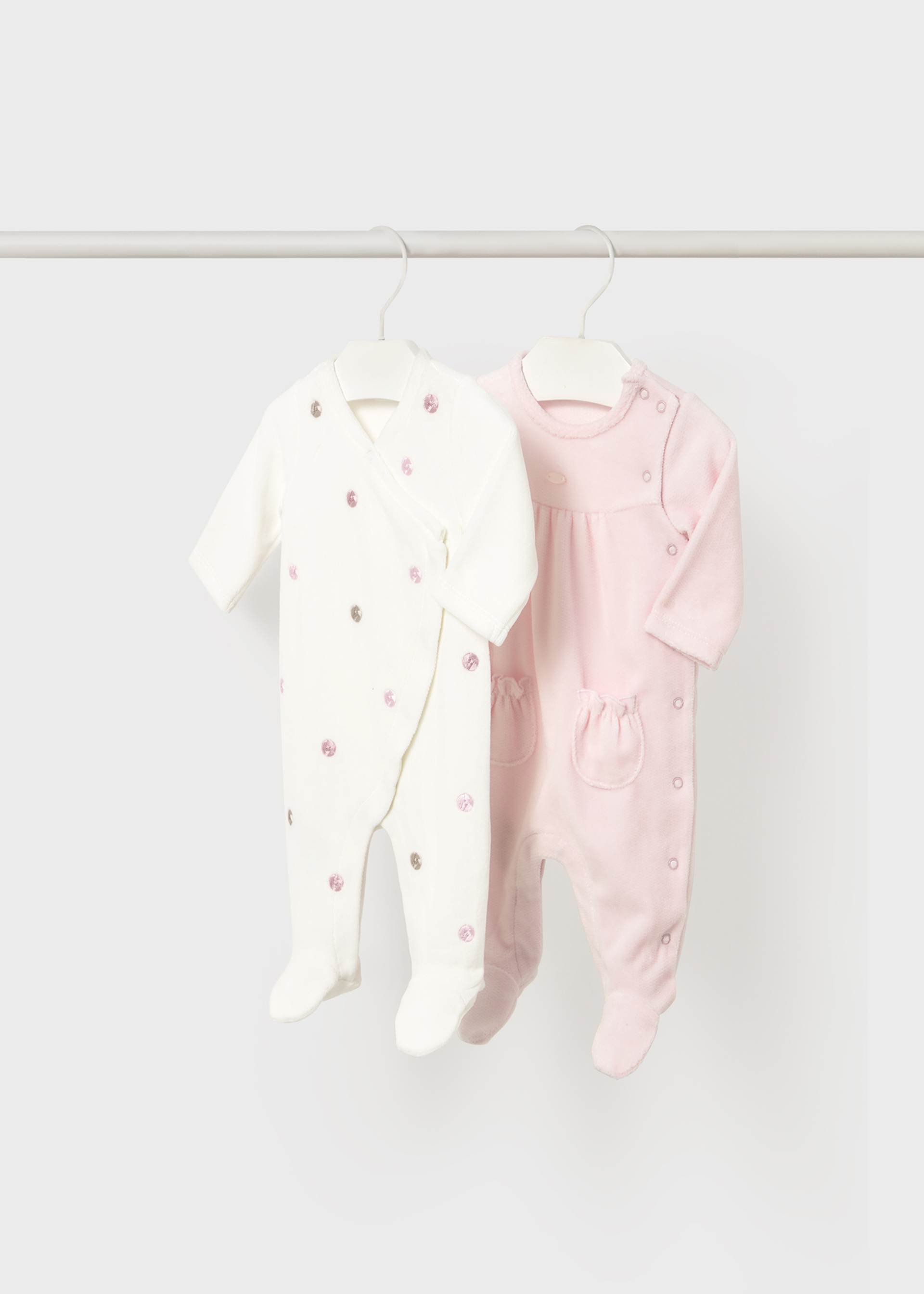 Newborn Girl 2-Piece Velour One Piece Set