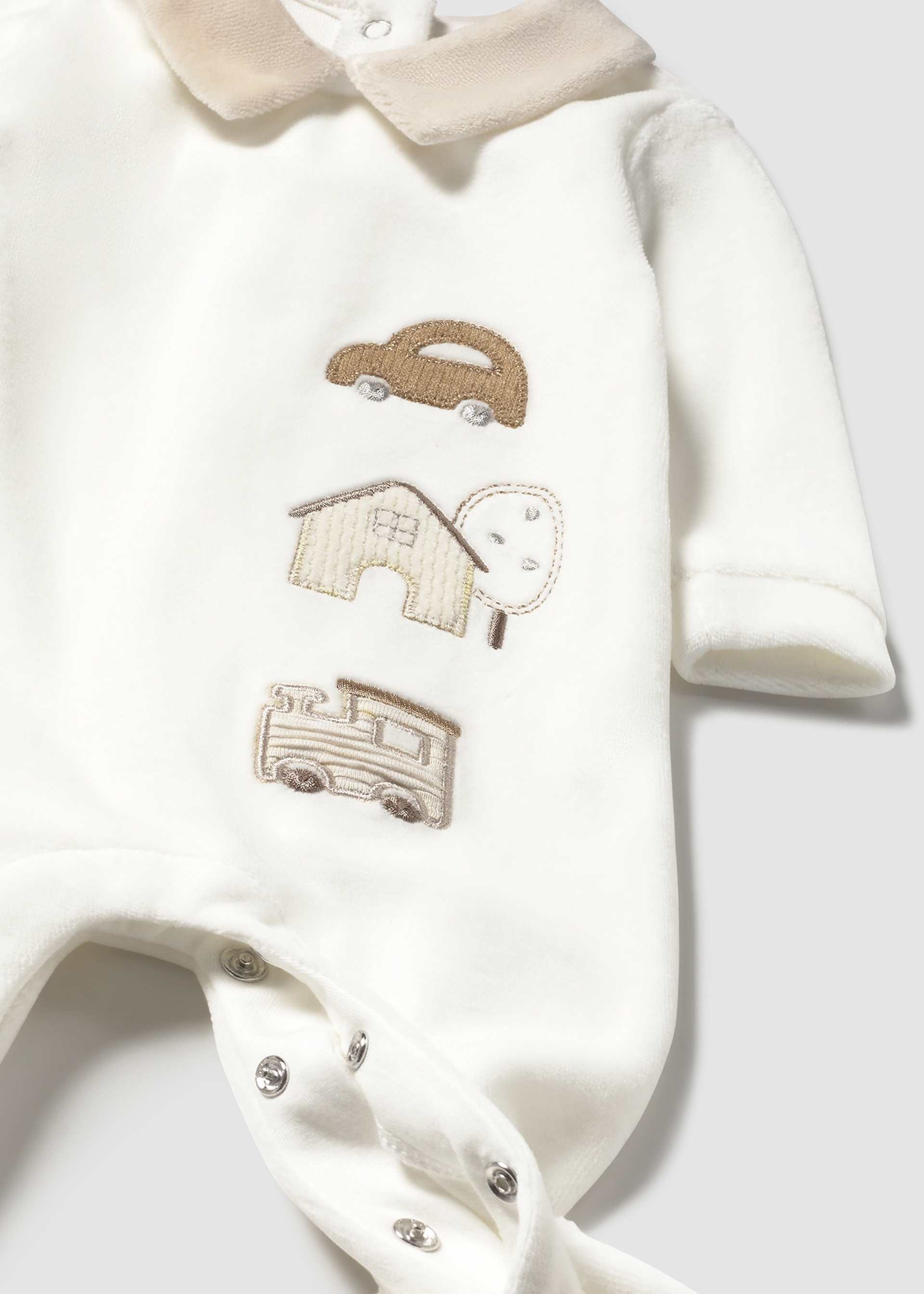 Newborn Boy Collared Velour One Piece