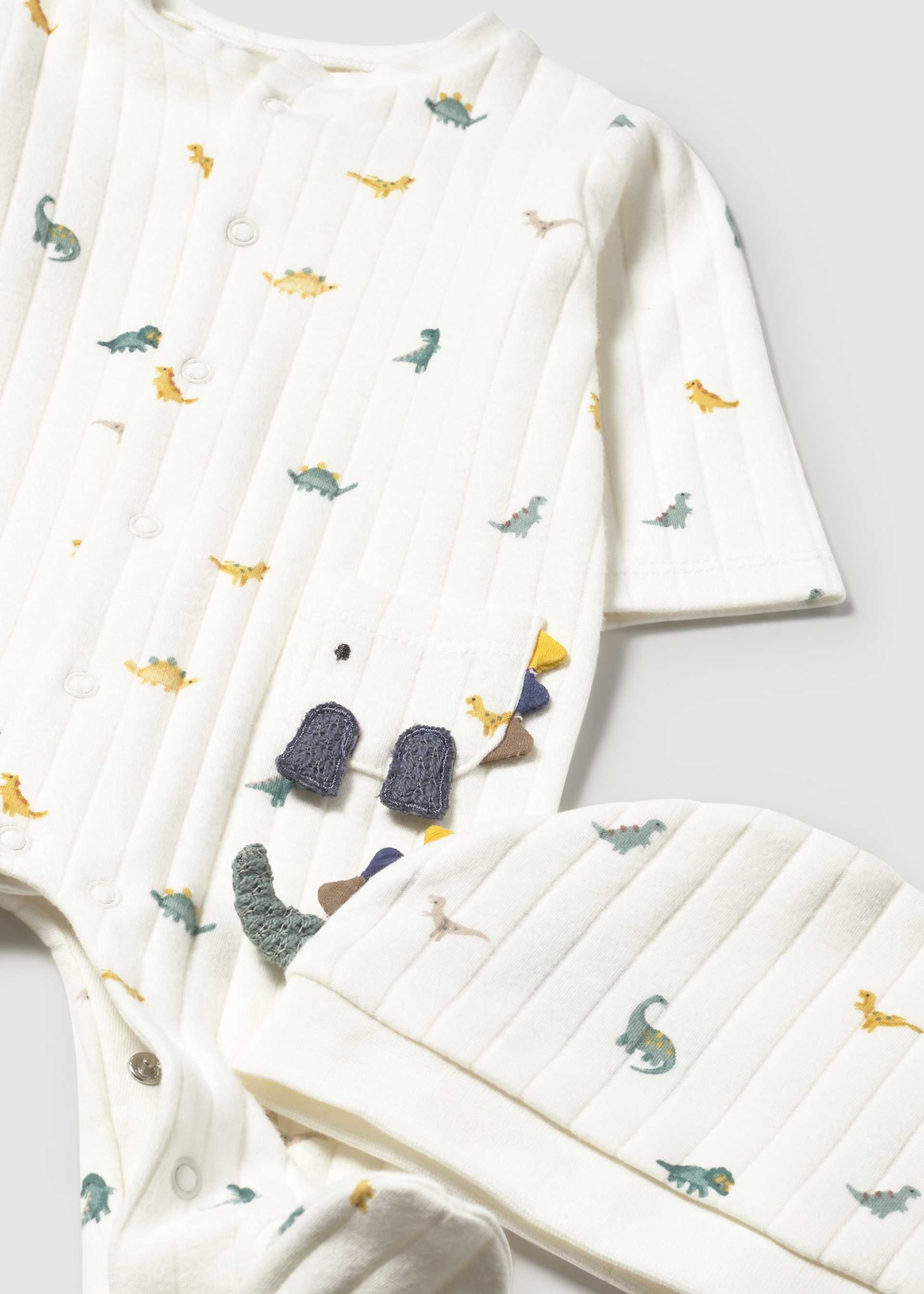 Newborn Boy Dino One Piece with Hat