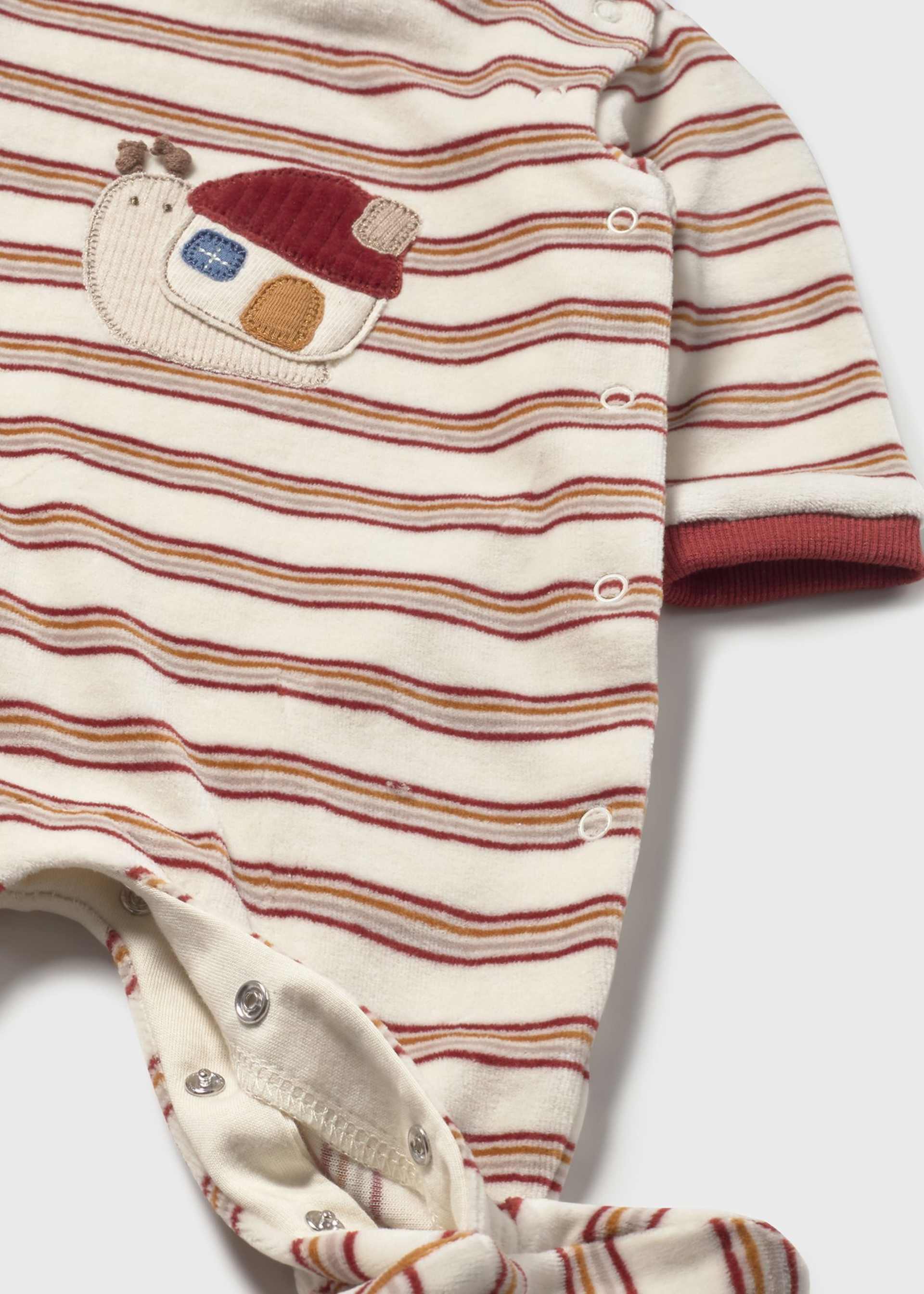 Babygrow aveludado riscas recém nascido