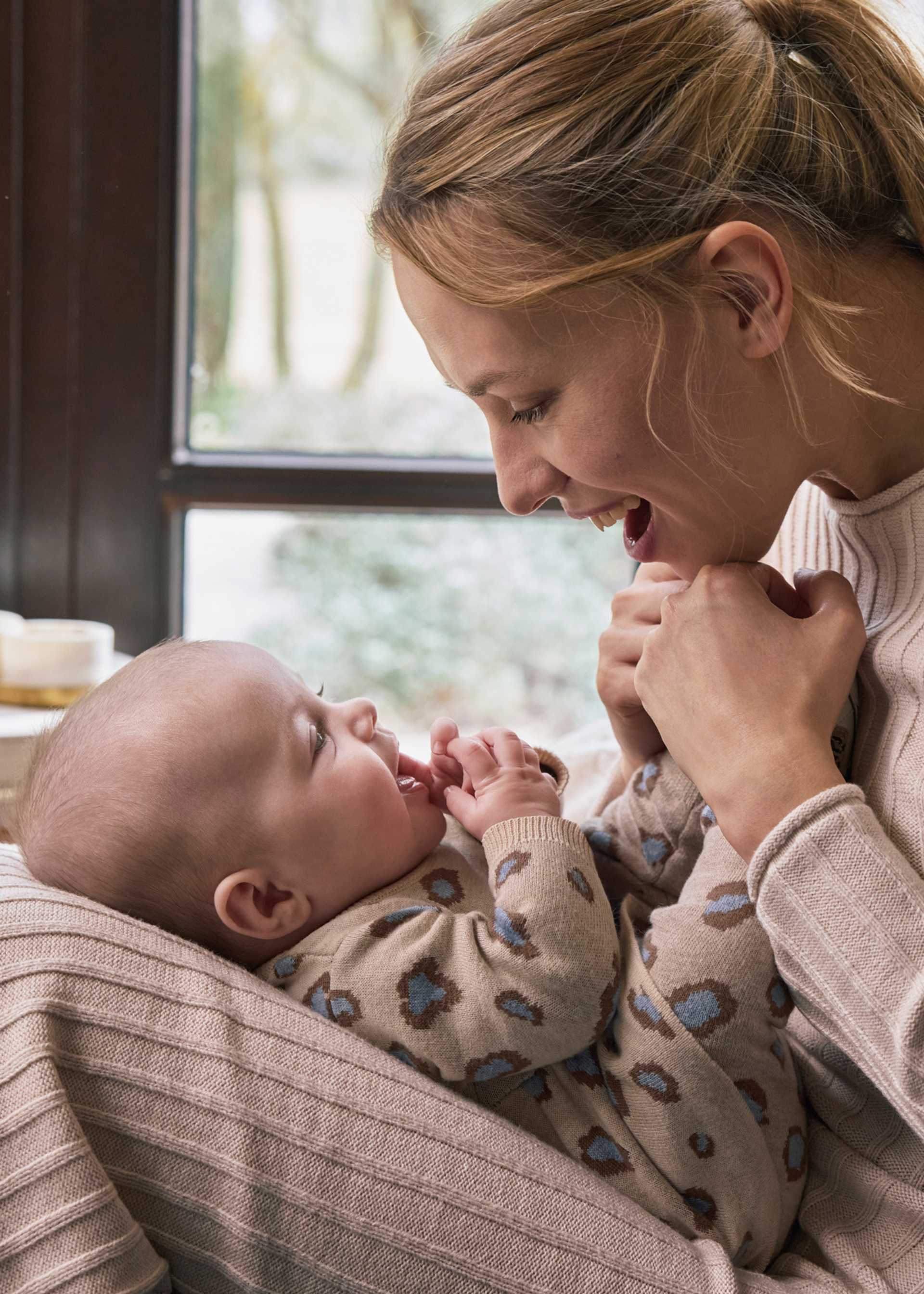 Newborn print jumper and trouser set