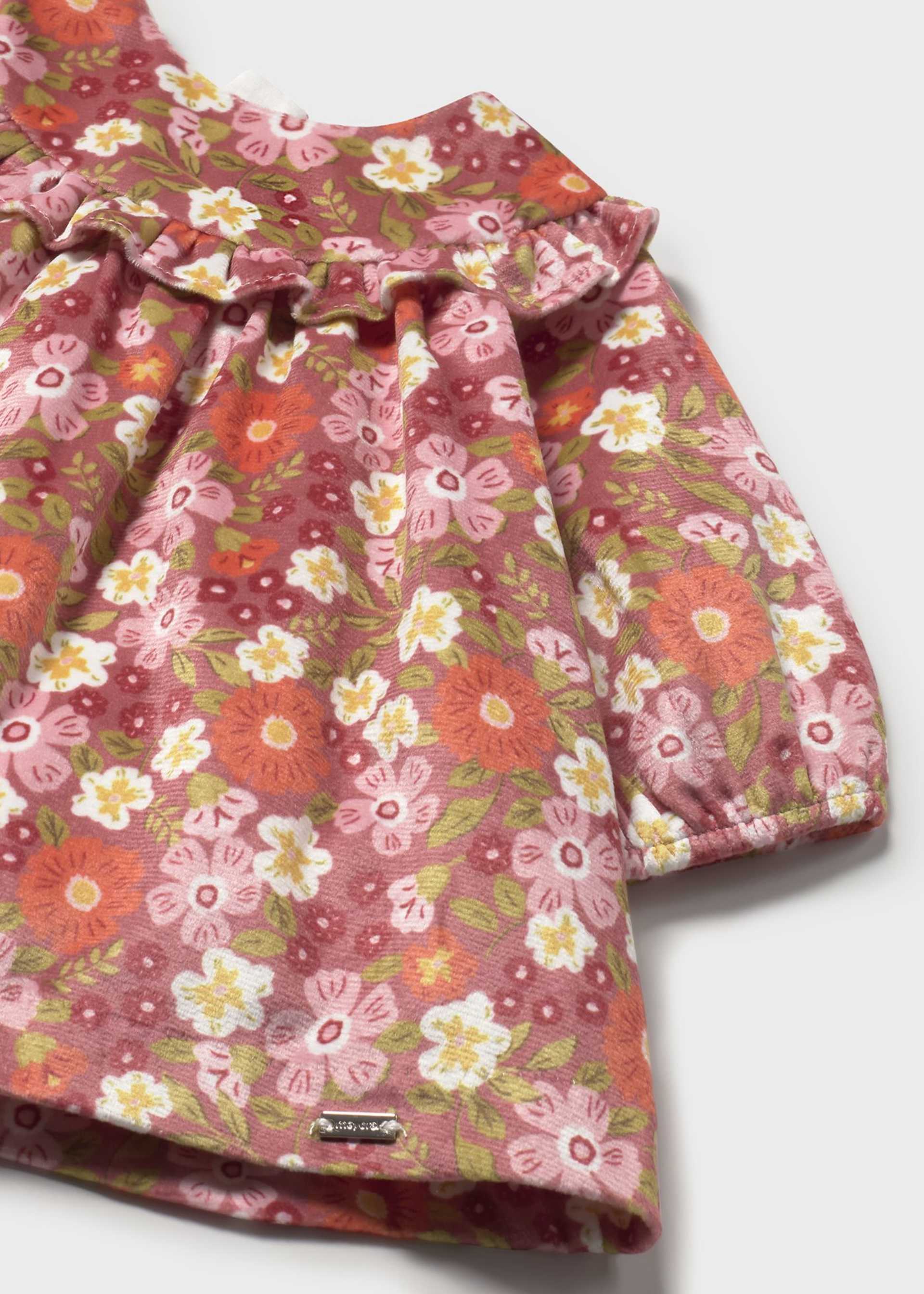 Newborn Girl Printed Velvet Dress