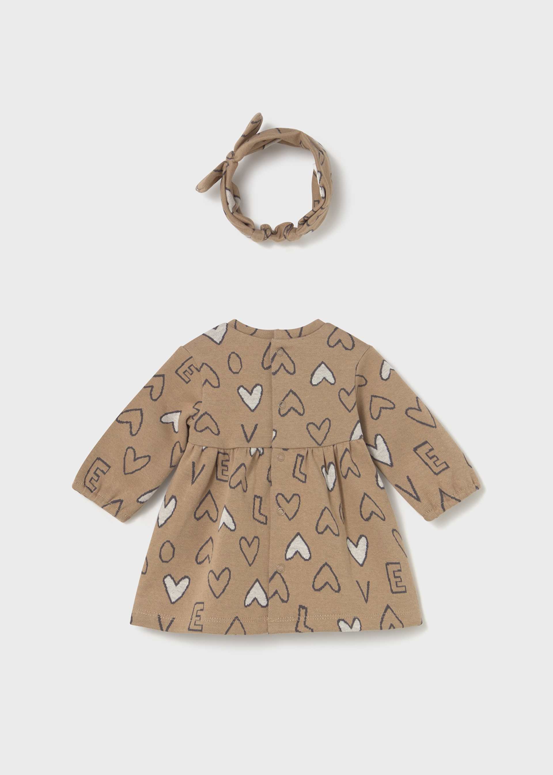 Newborn Girl Jacquard Dress with Headband