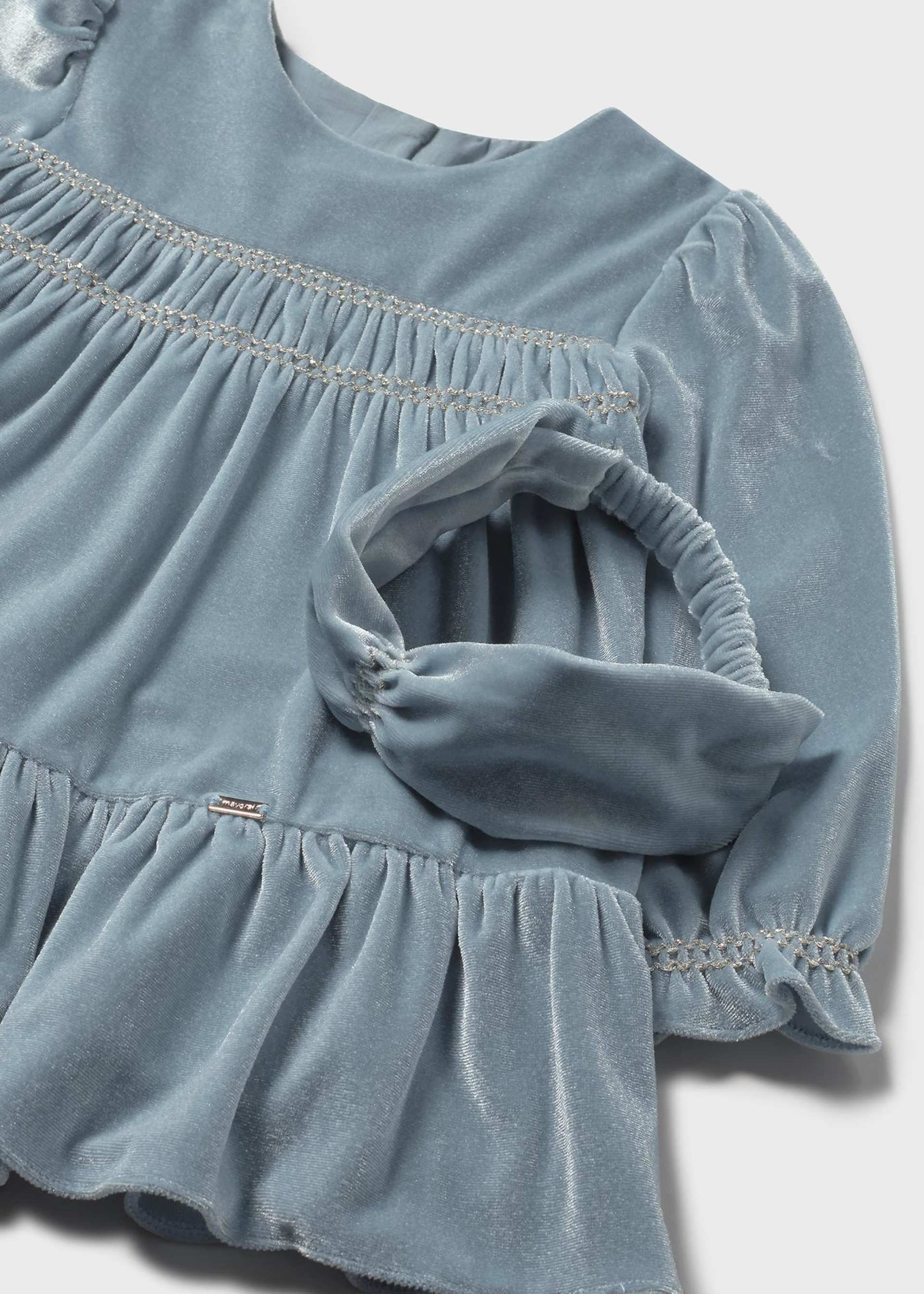 Vestido terciopelo con diadema bebé Vestido terciopelo con diadema bebé