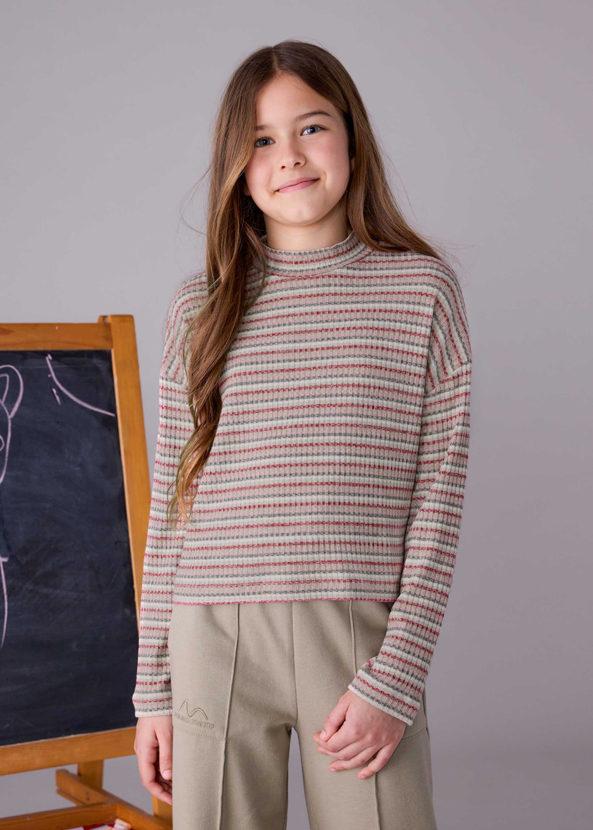 T-shirt à col cheminé fille