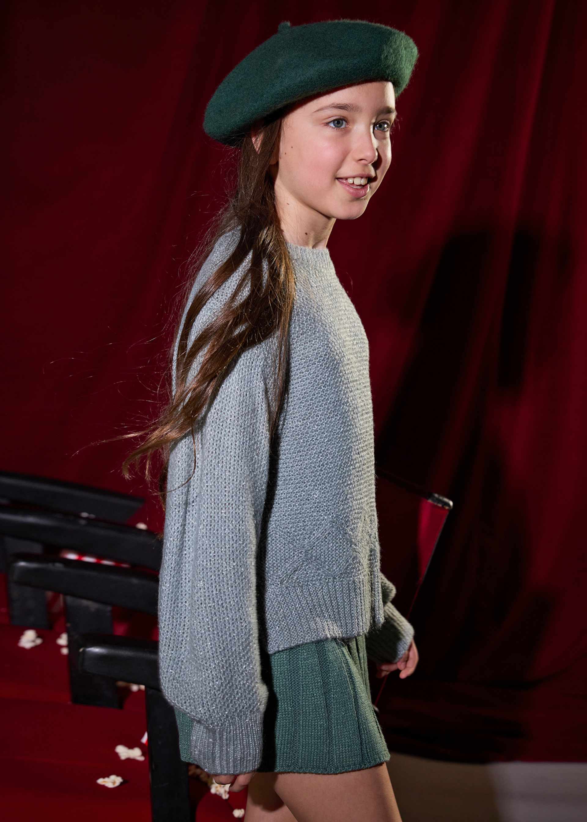 Girl Metallic Knit Sweater