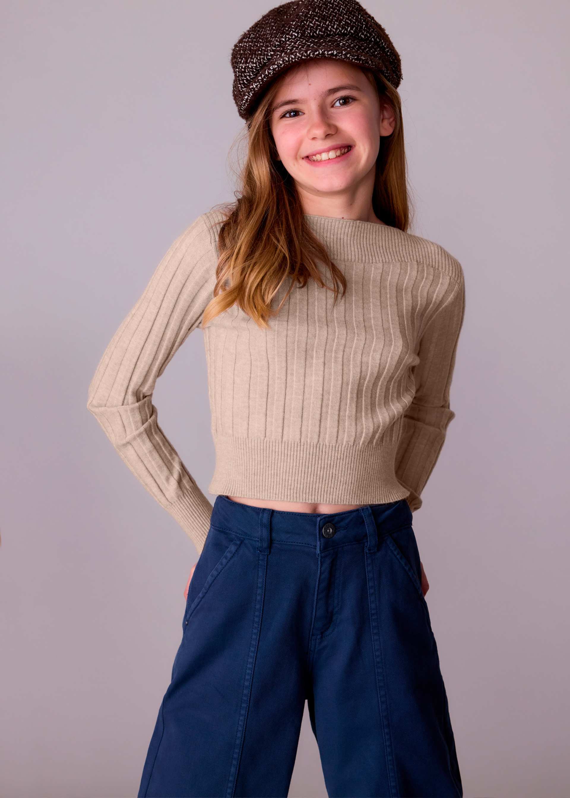 Maglione con dettagli canalé ragazza