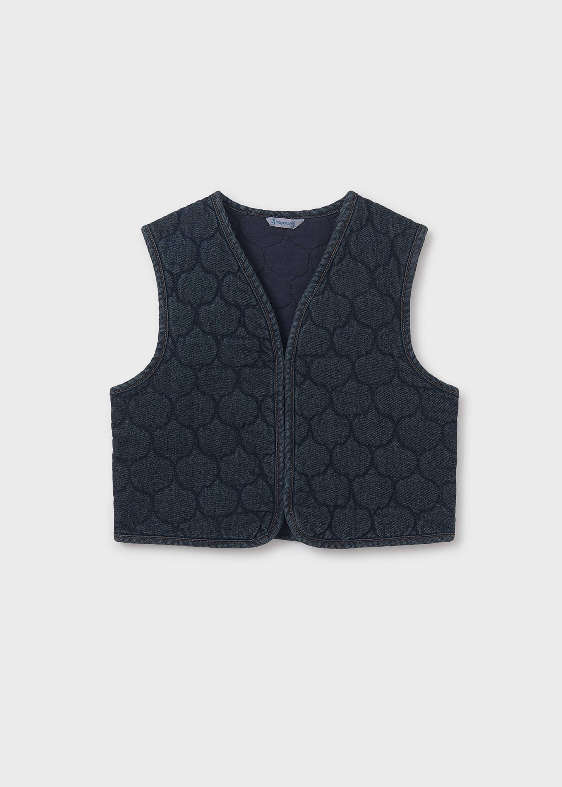 Girls quilted denim gilet