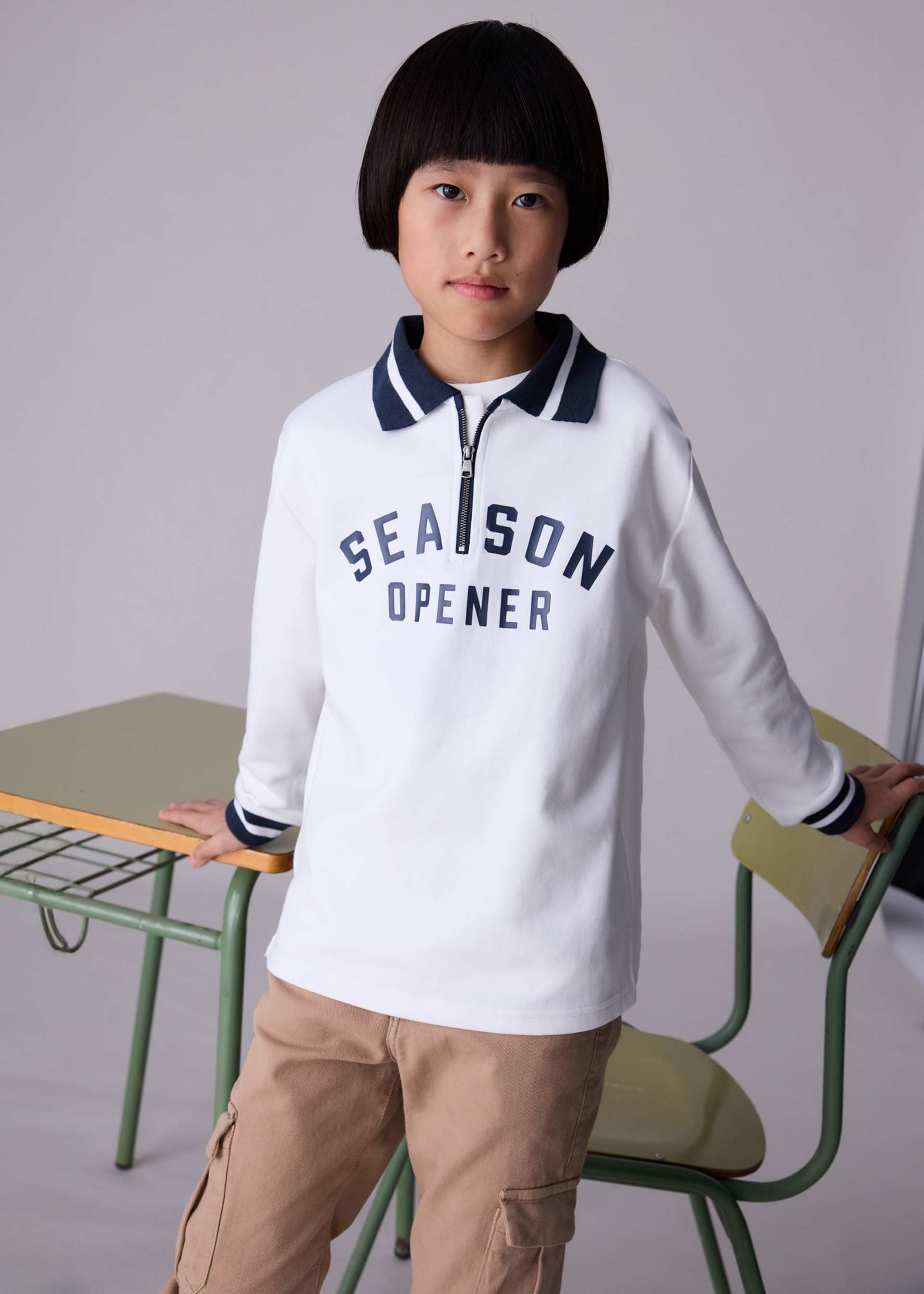 Boy Polo Collared Knit Jacket